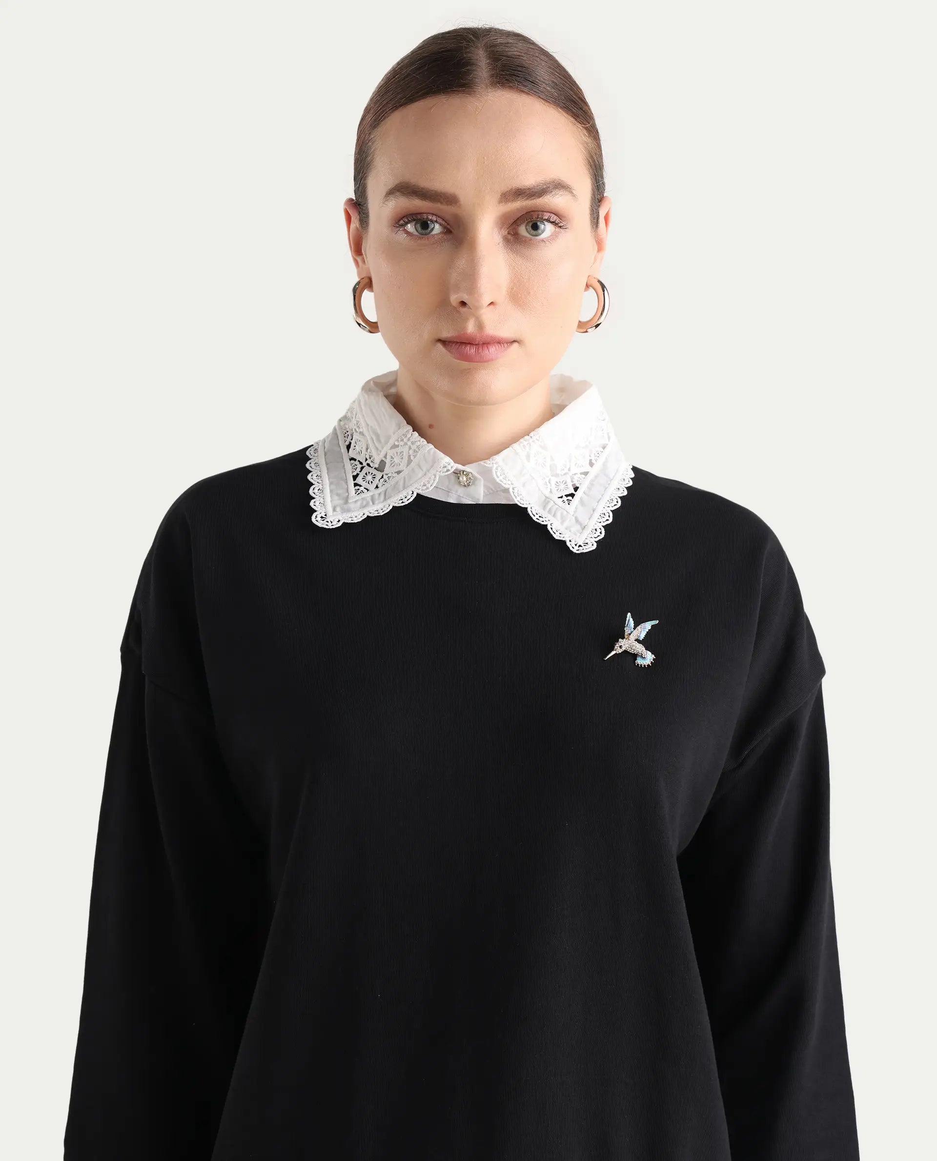 Rareism Women Amour Black Solid Full Sleeves Top