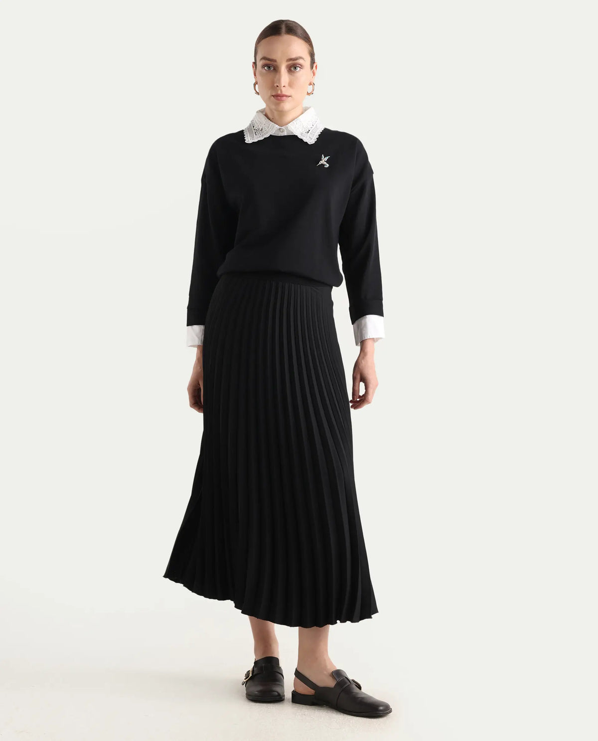 Rareism Women Amour Black Solid Full Sleeves Top