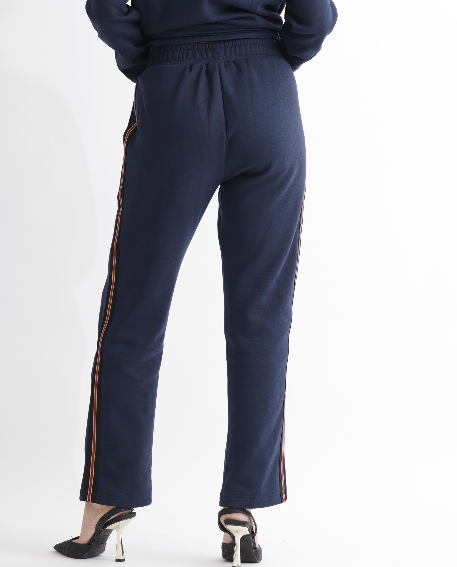 Rareism Women's Fronk Navy Polyester Blend Plain Ankle Length Tailored Track Pant