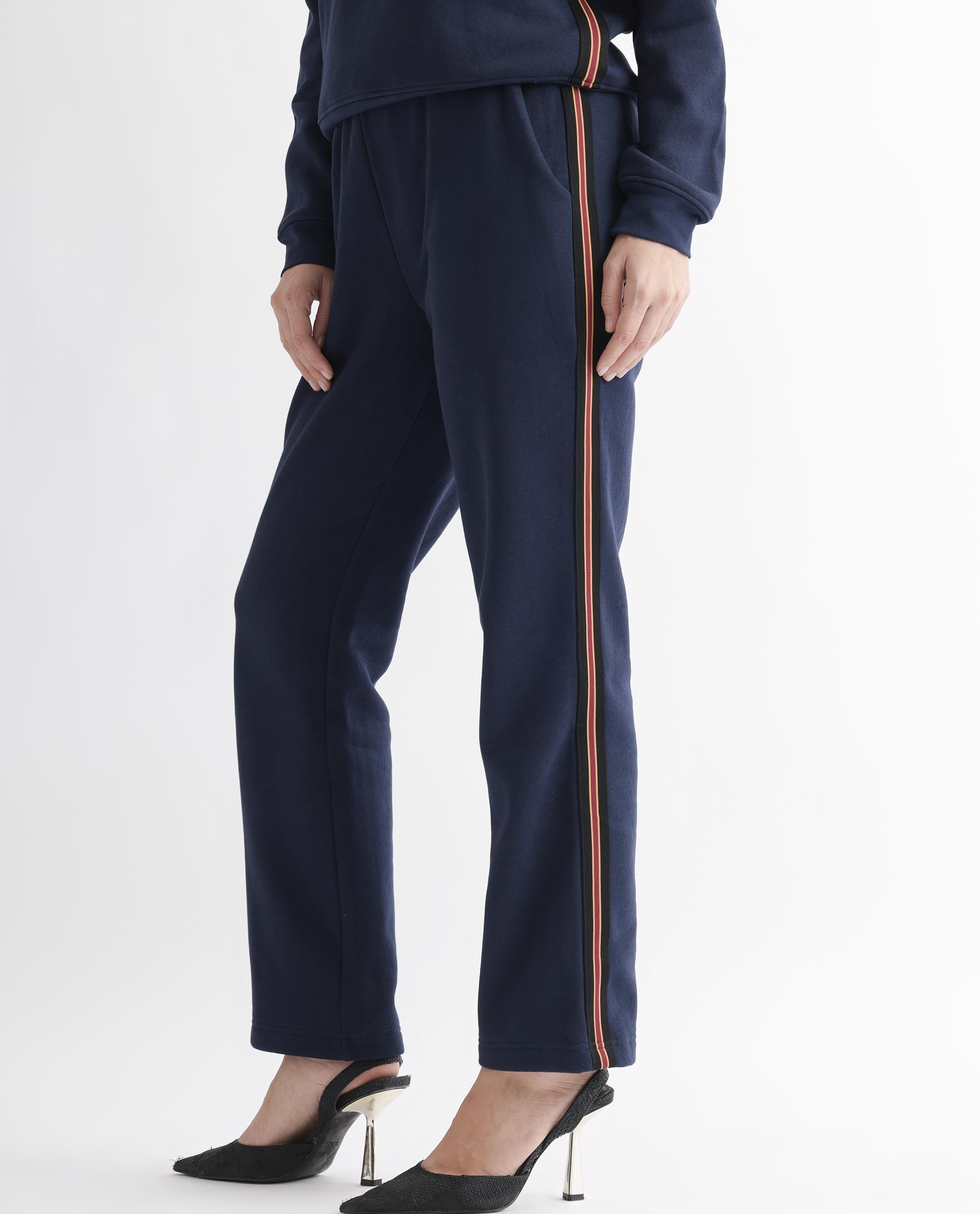 Rareism Women's Fronk Navy Polyester Blend Plain Ankle Length Tailored Track Pant