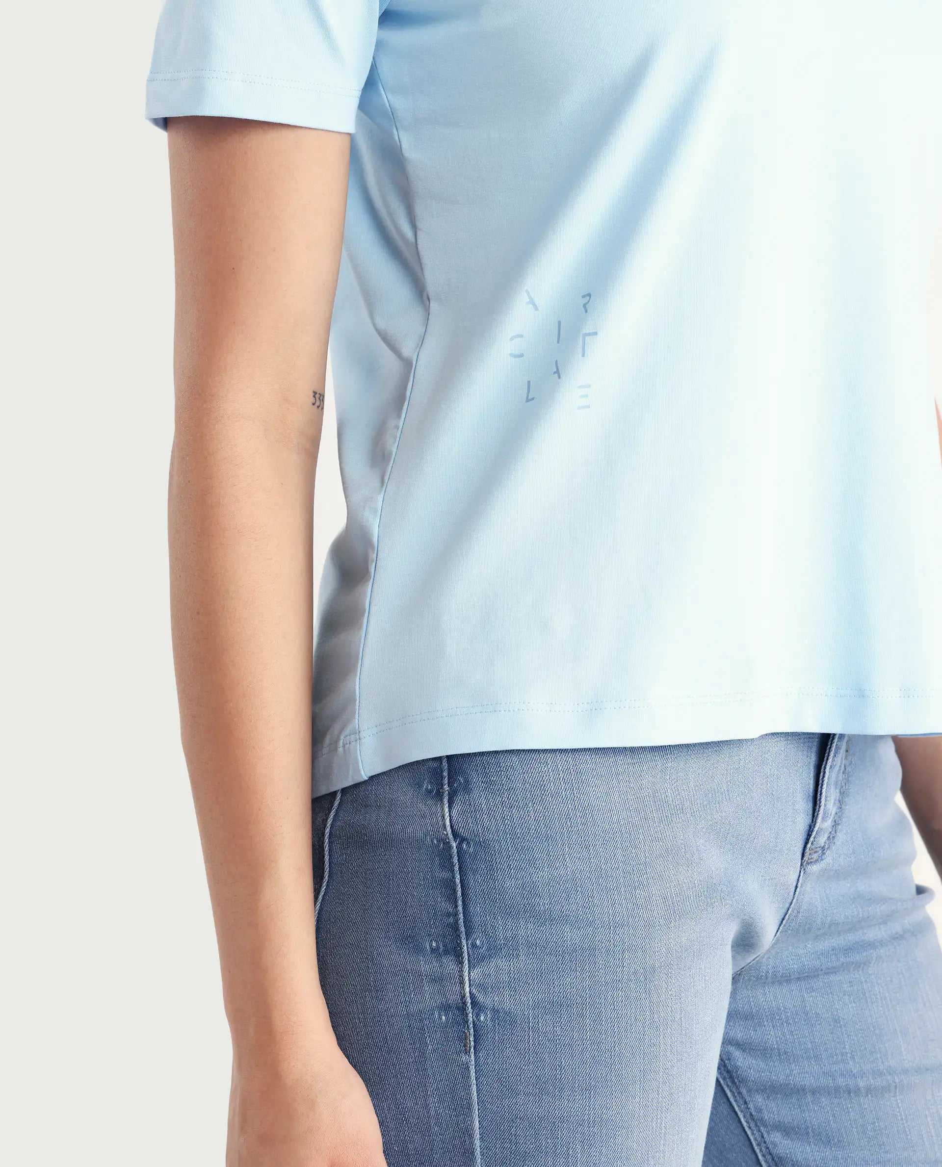 Rareism Women's Light Weight High Stretch 180 Gsm Cotton V-Neck Plain Regular Fit T-Shirt