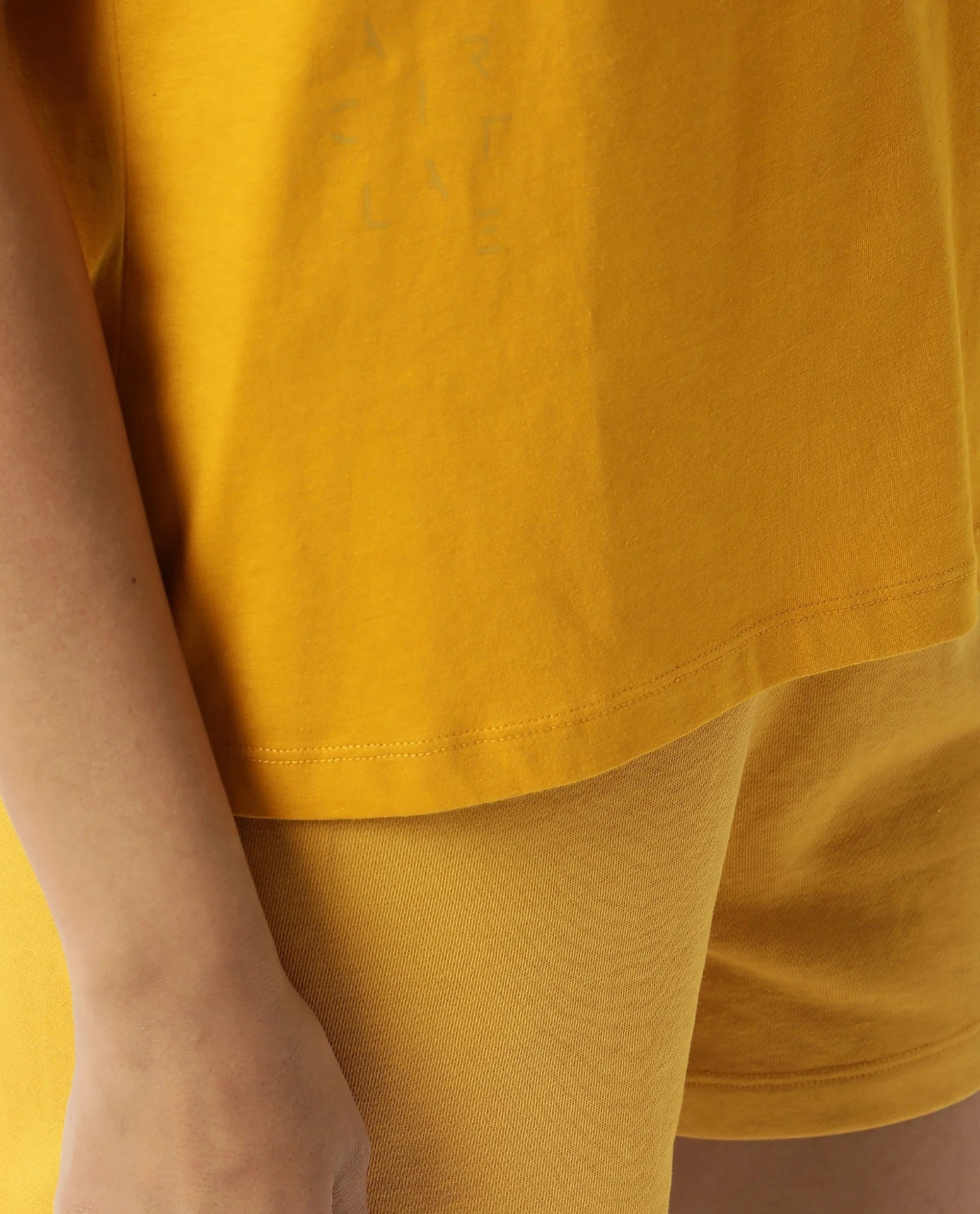 Rareism Women Arvi Mustard Cotton Blend Fabric Regular Fit Half Sleeves Solid V-Neck T-Shirt