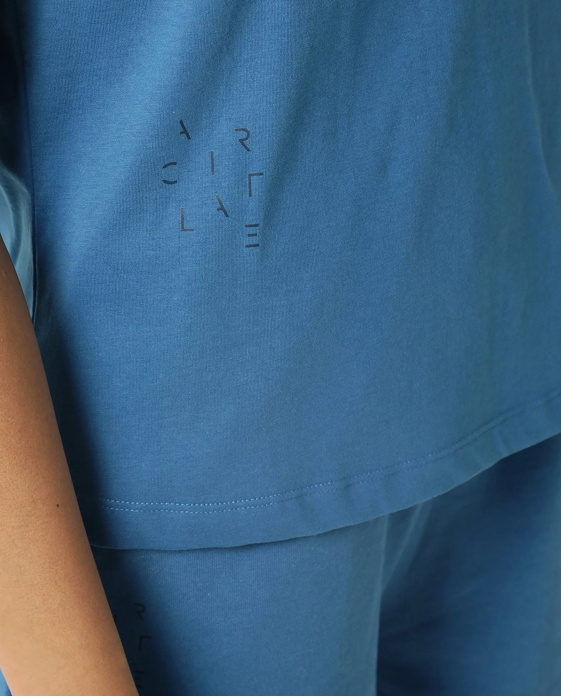 Rareism Women Arvi Petrol Cotton Blend Fabric Regular Fit Half Sleeves Solid V-Neck T-Shirt