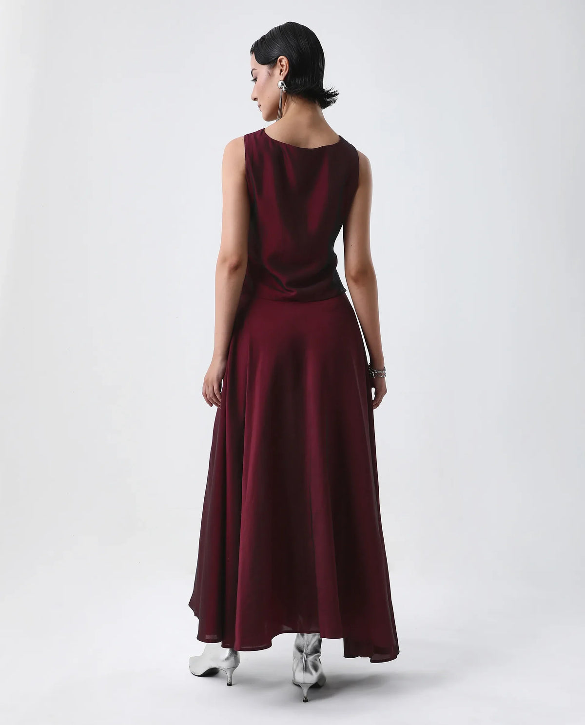 Rareism Women's Avinij B Maroon Polyester Flared Skirt