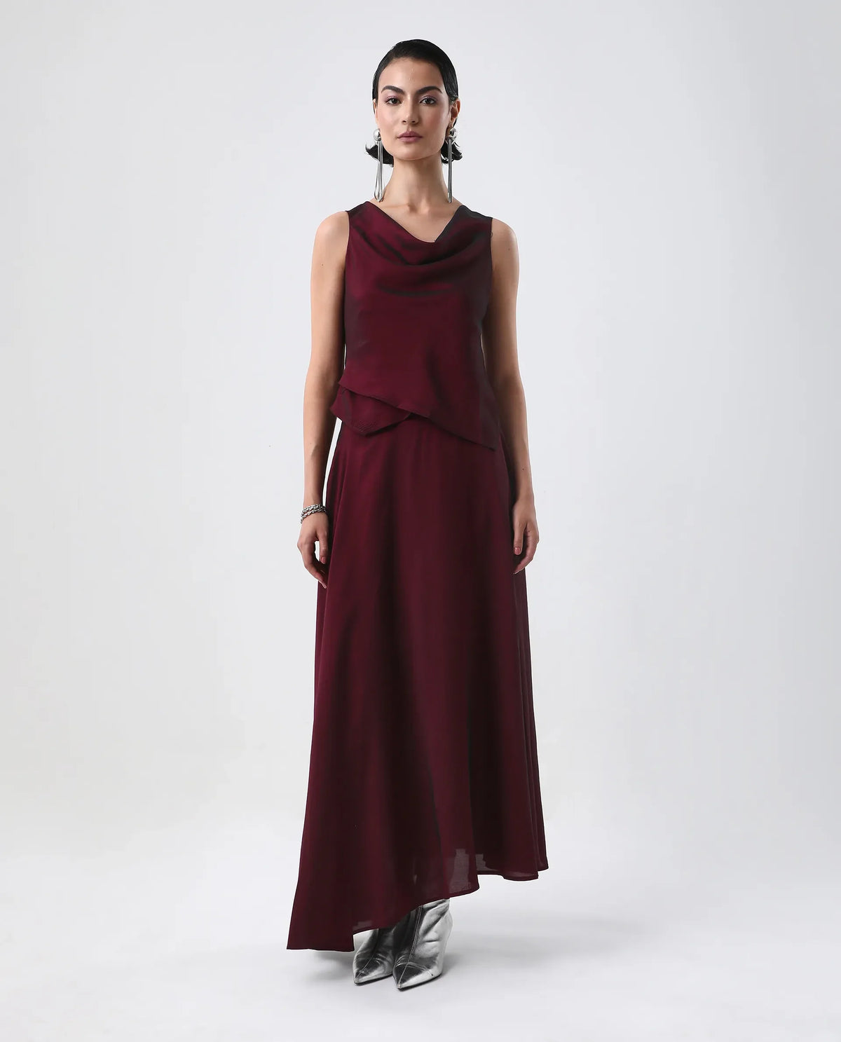 Rareism Women's Avinij B Maroon Polyester Flared Skirt