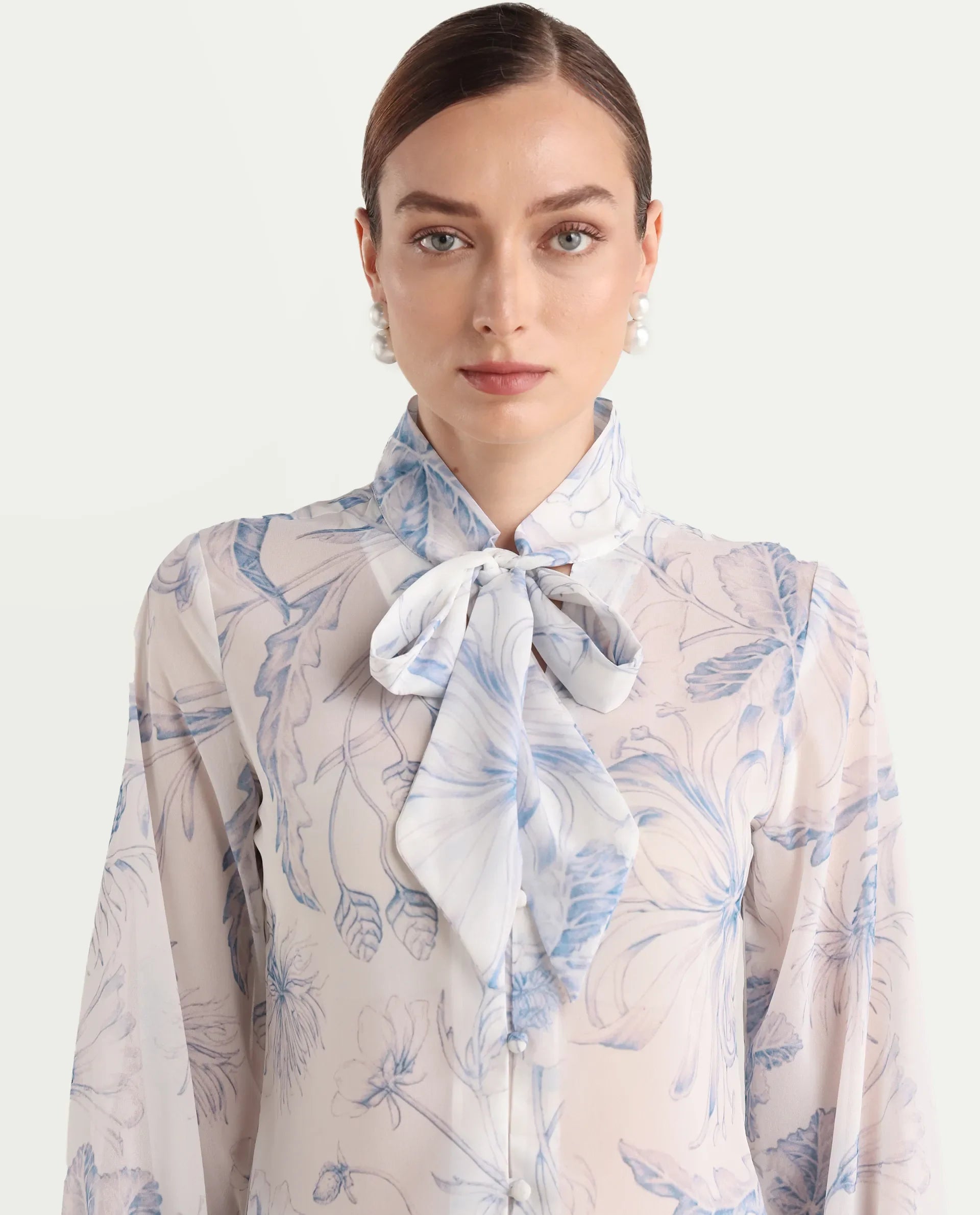 Rareism Women's Avoi White Polyester Tie-Up Regular Floral Print Top