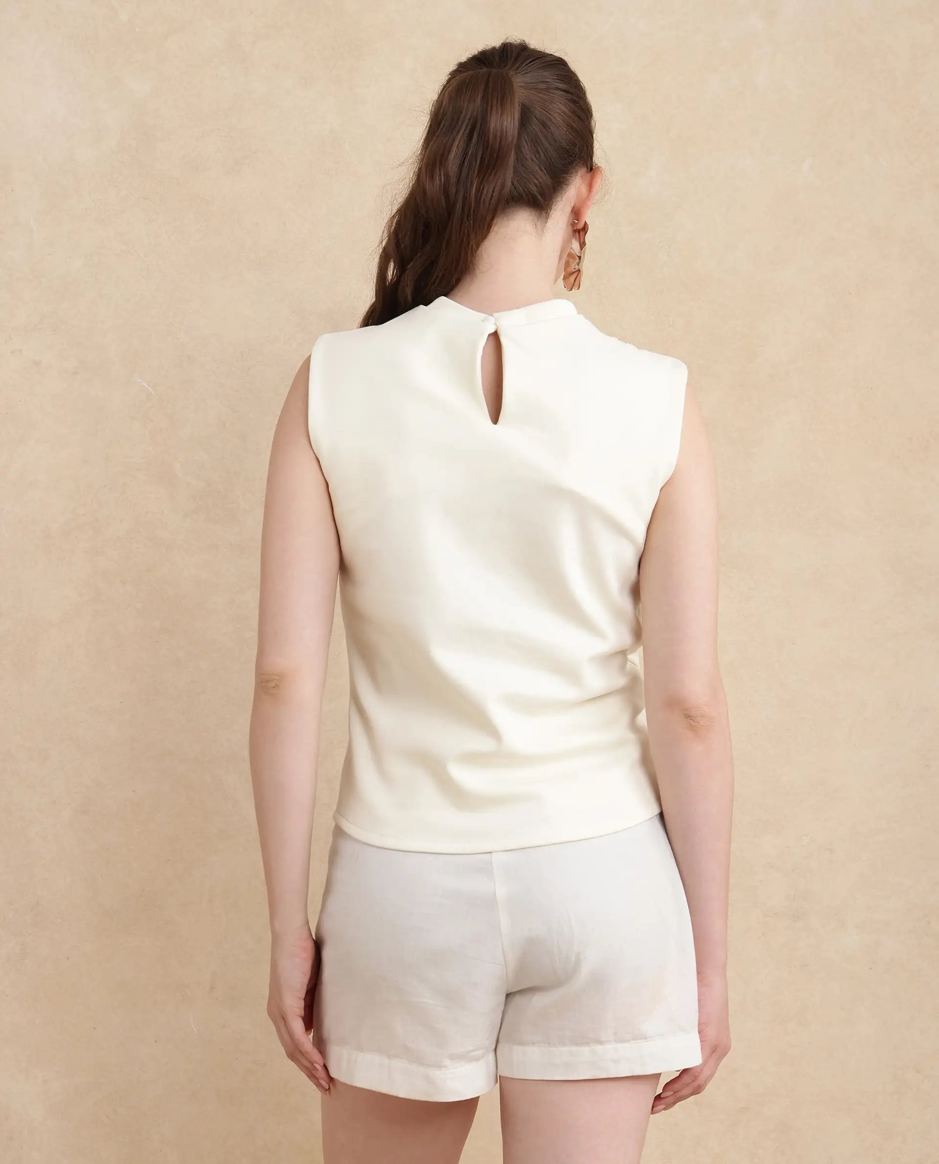 Rareism Women Aytat Off White Plain Top