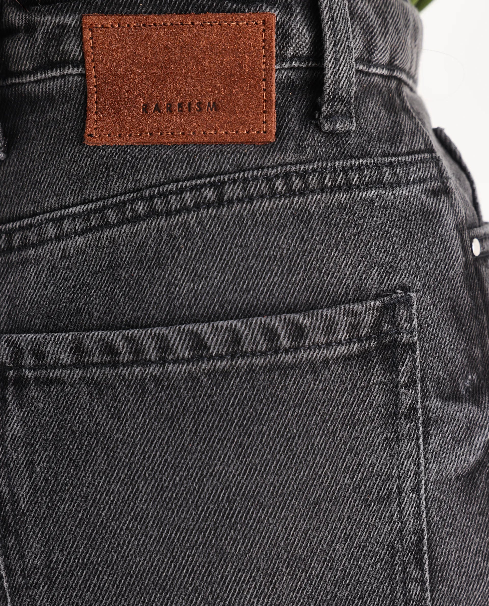 Rareism Women's Baeu Grey Cotton Blend Plain Ankle Length Straight Fit Jeans