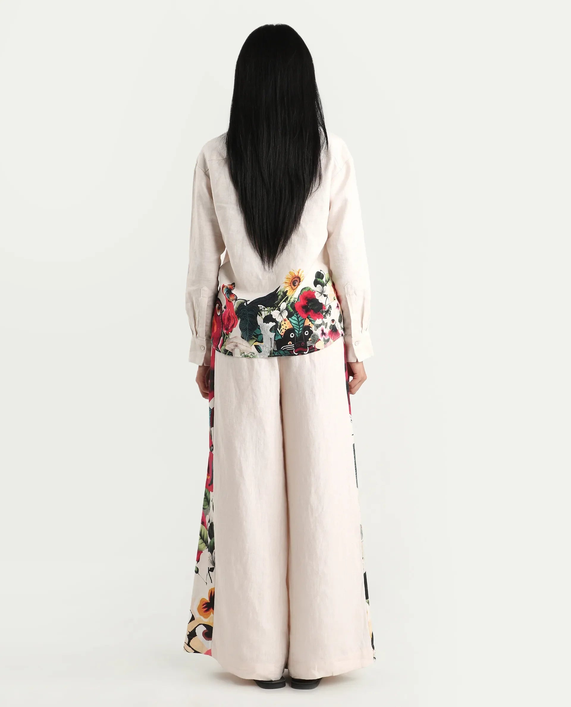 Rareism Women's Bazper-B Off White 100% Linen Wide Leg Plain Trouser