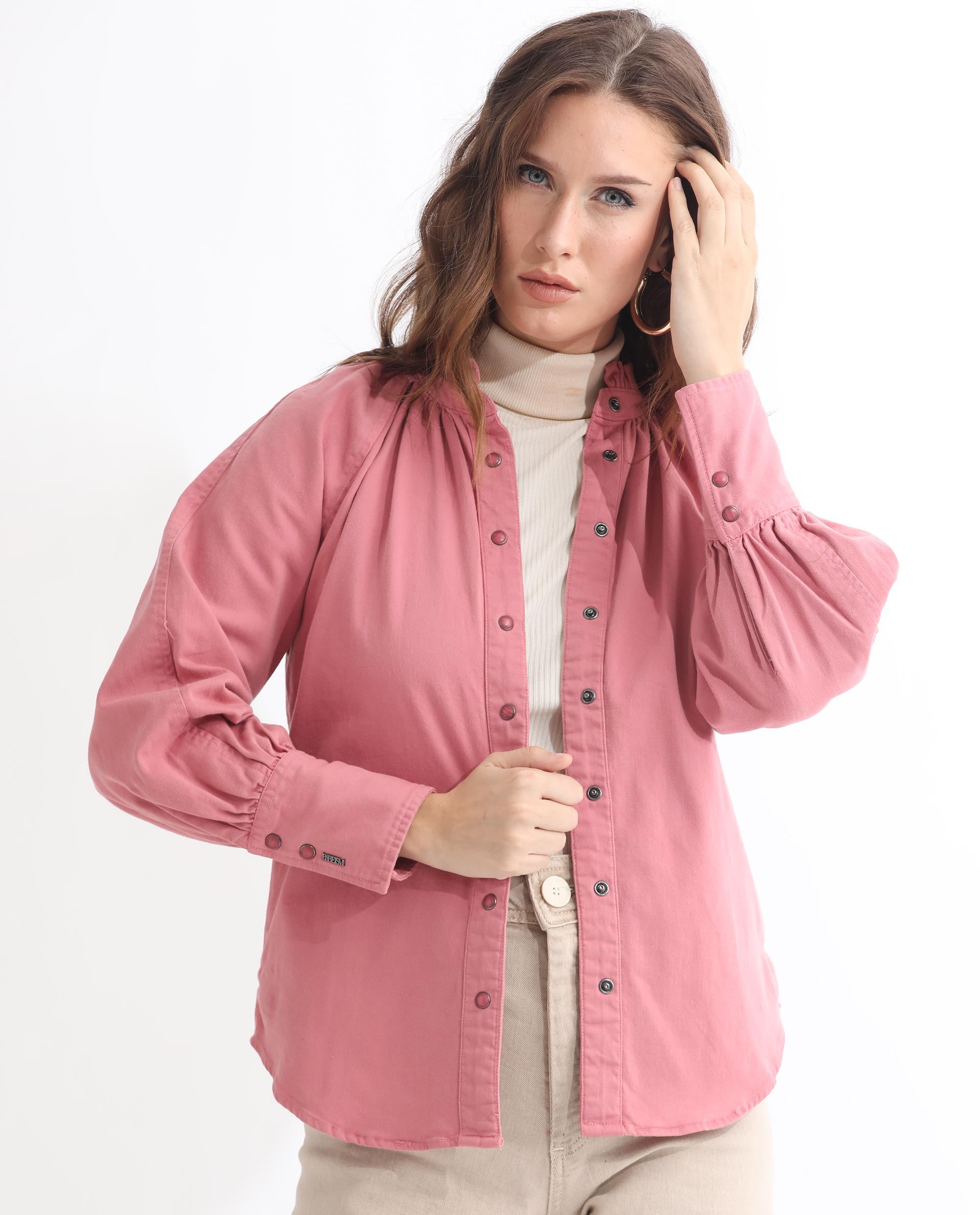 Rareism Women's Bellona Pink Cotton Sweetheart Neck Plain Regular Fit Jacket