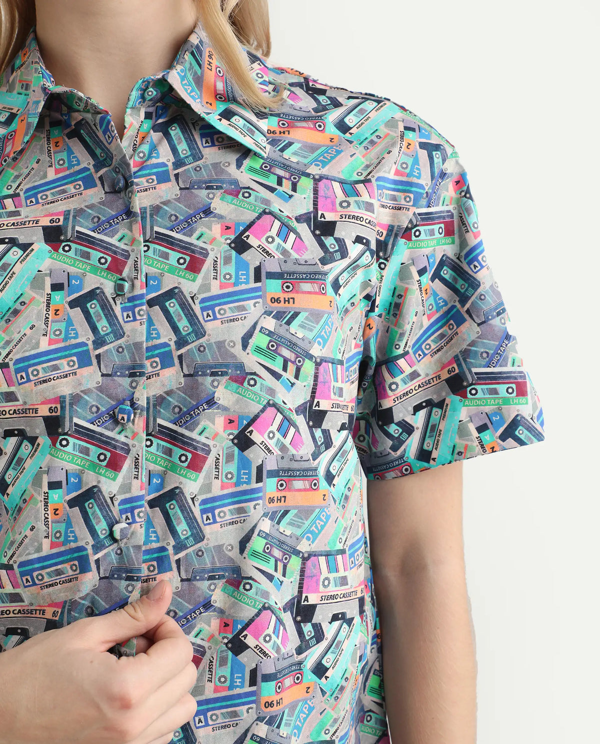 Rareism Women's Bhx Multi Cotton Drop Collar Object Print Regular Fit Shirt