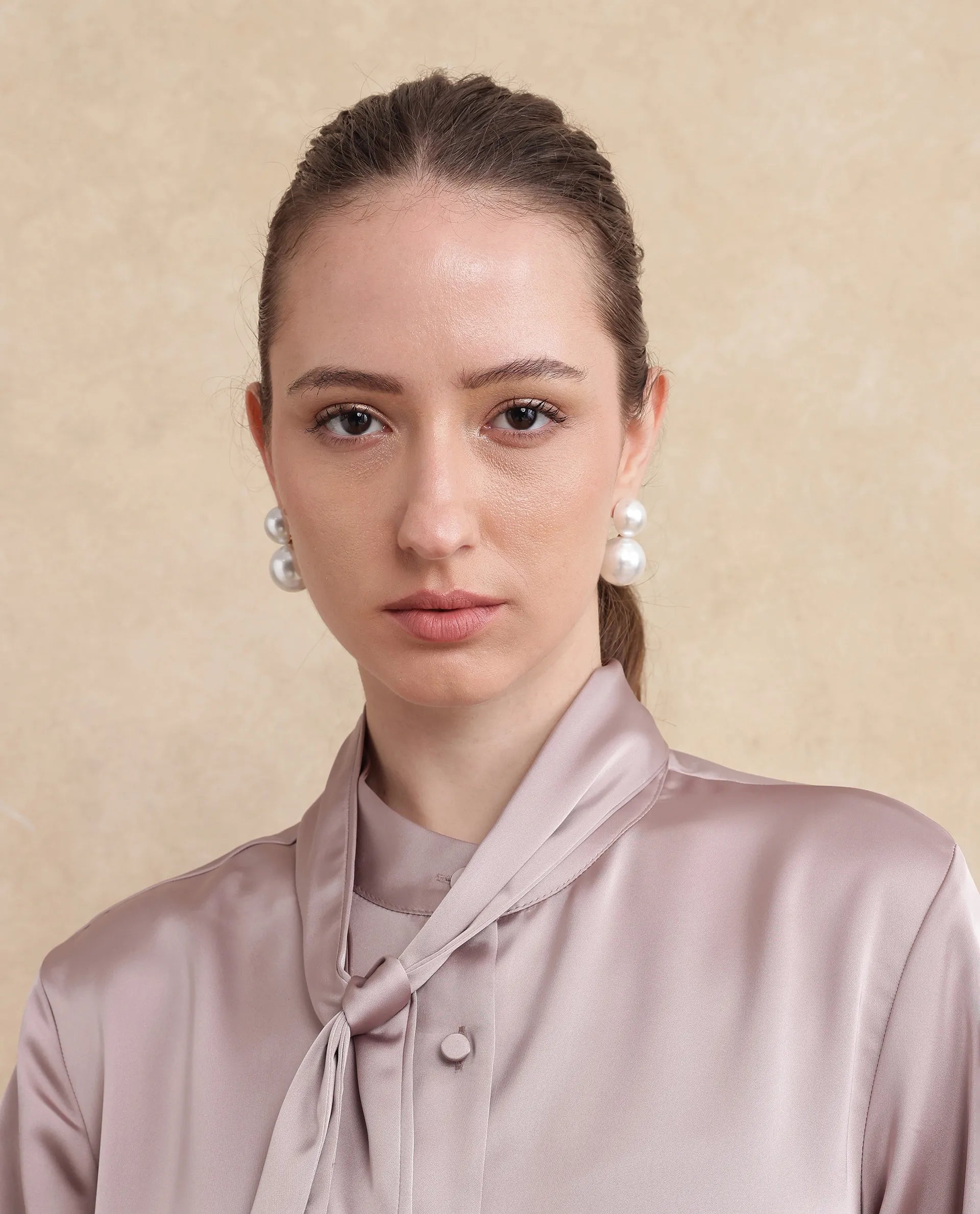 Rareism Women Bingol Dusky Beige Full Sleeve Plain Shirt