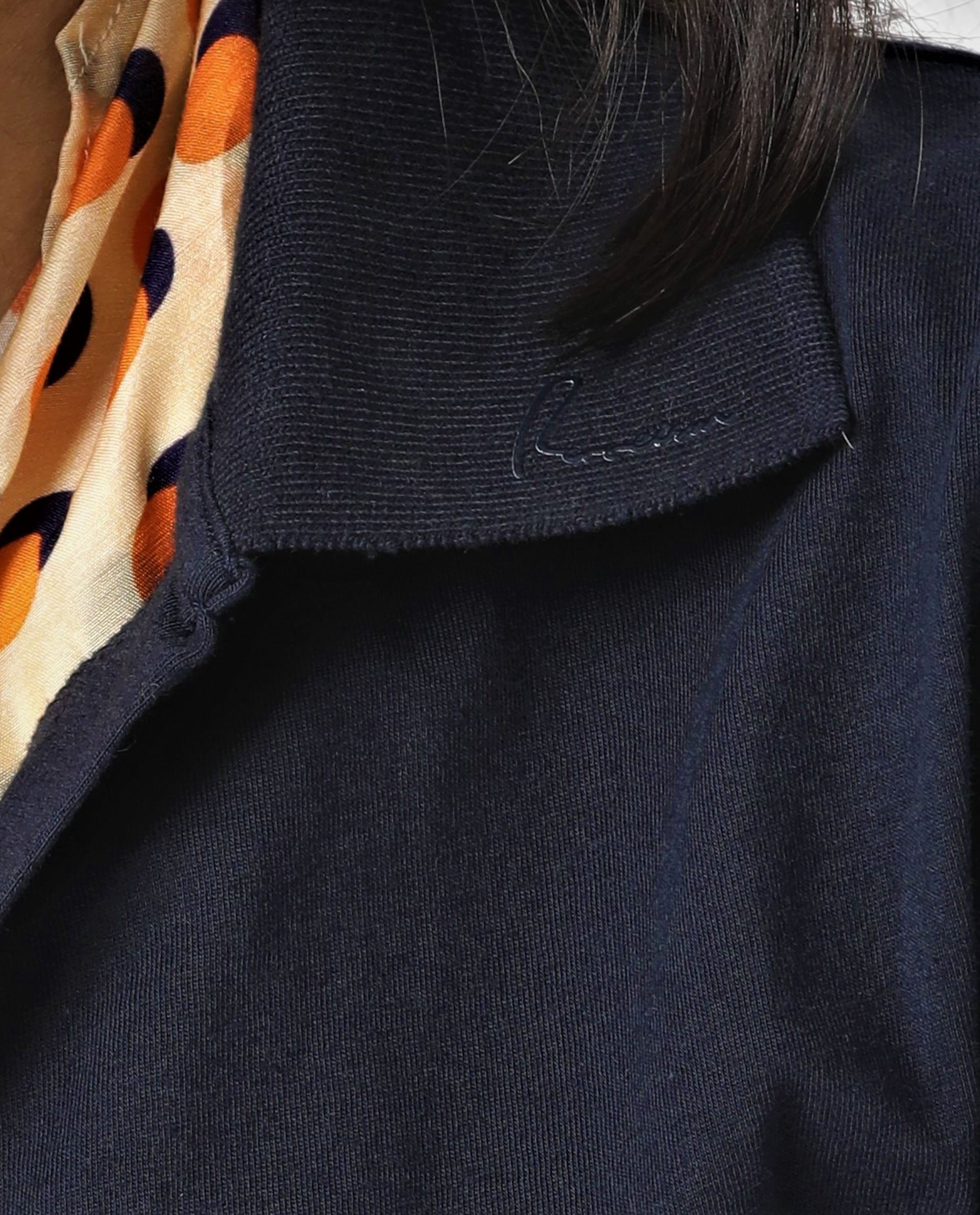 Rareism Womens Candid Navy Polo Cotton Fabric Regular Fit Half Sleeve Collared Neck