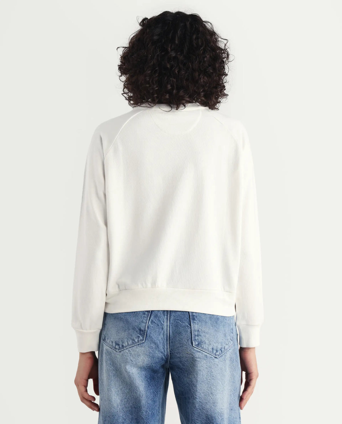 Rareism Women's Medium Weight Terry 290 Gsm Cotton Blend Crew Neck Plain Cuffed Sleeve Relaxed Fit Sweatshirt