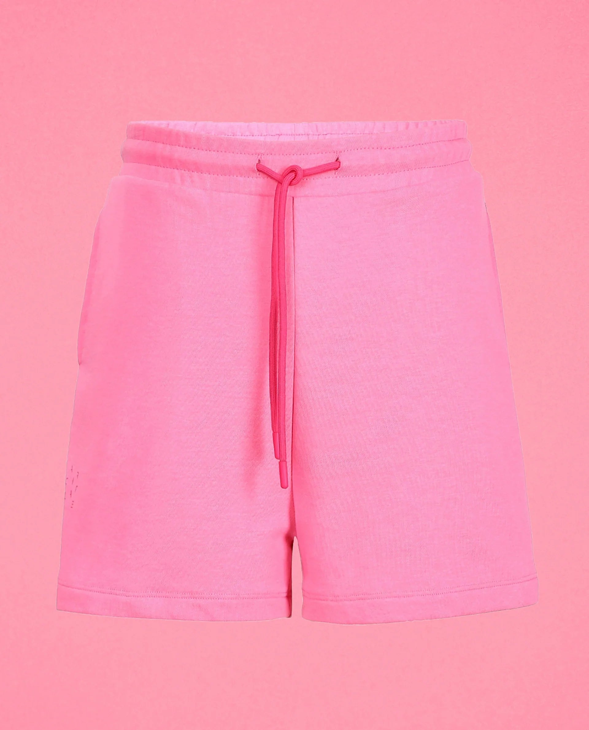Rareism Women Ciri Flouroscent Pink Cotton Poly Fabric Relaxed Fit Solid Mid Rise Shorts