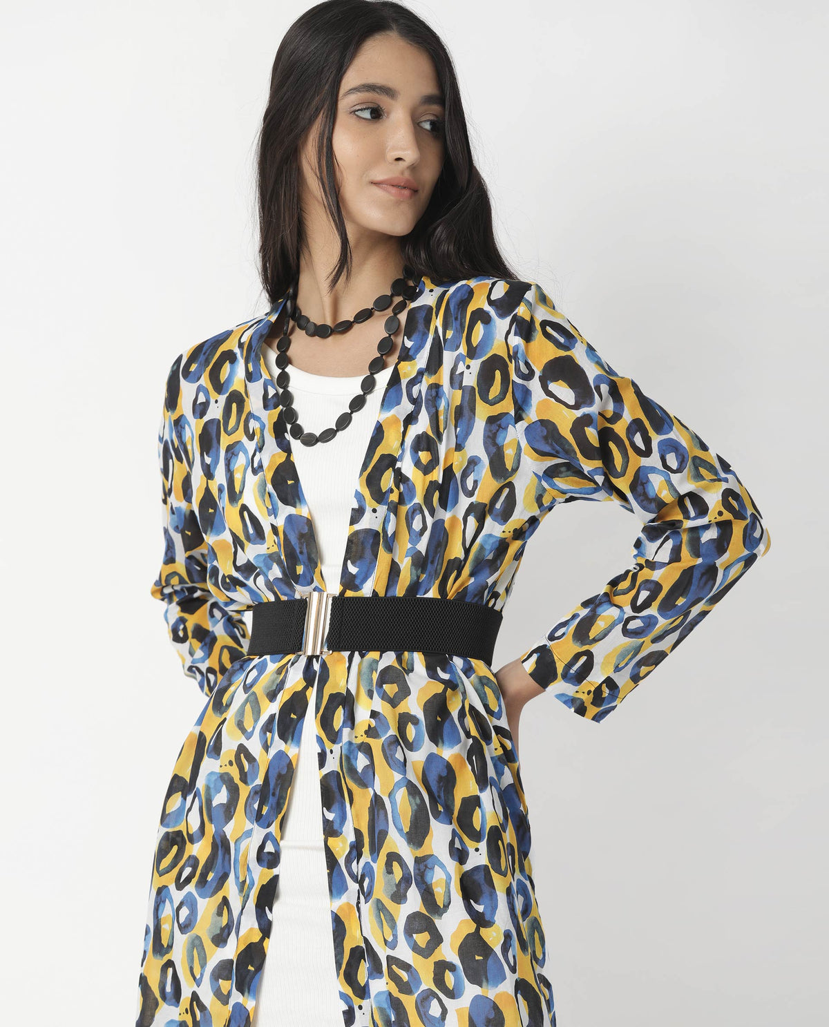 Rareism Womens Clinic Yellow Outer Wear Cotton Fabric Regular Fit 3/4 Sleeve