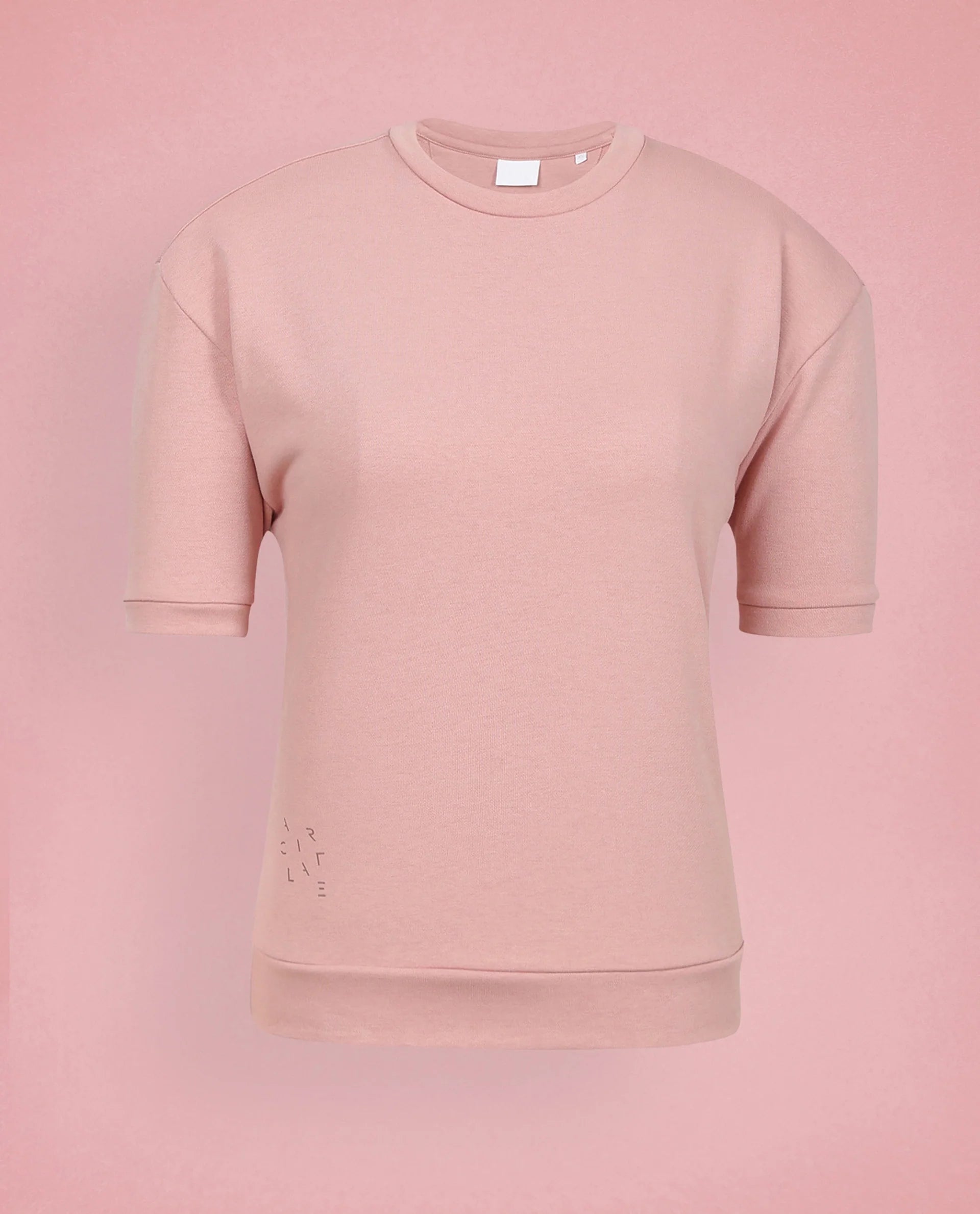 Rareism Women's Medium Weight Terry 290 Gsm Cotton Crew Neck Plain Relaxed Fit Sweat Tee