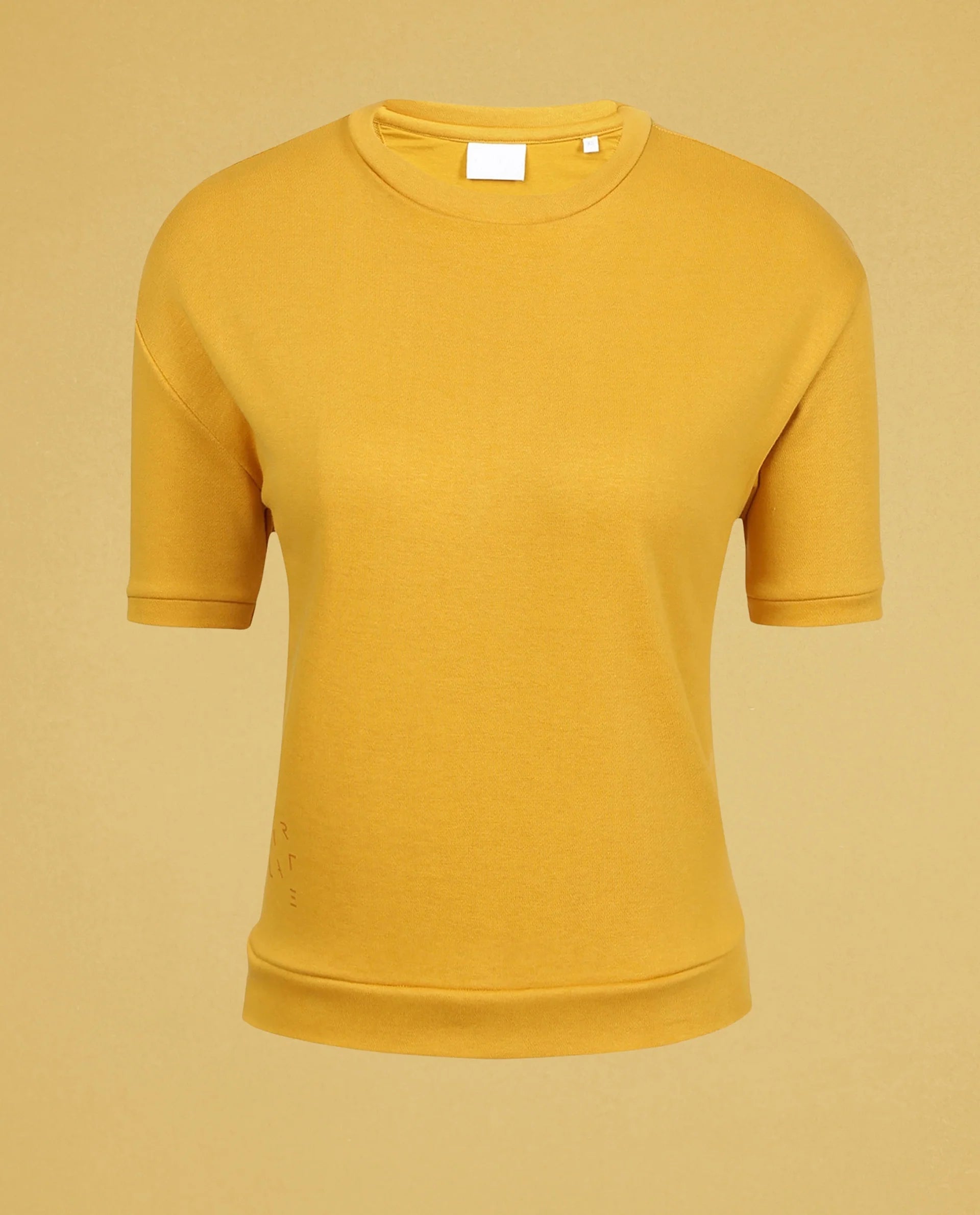 Rareism Women's Medium Weight Terry 290 Gsm Cotton Crew Neck Plain Relaxed Fit Sweat Tee