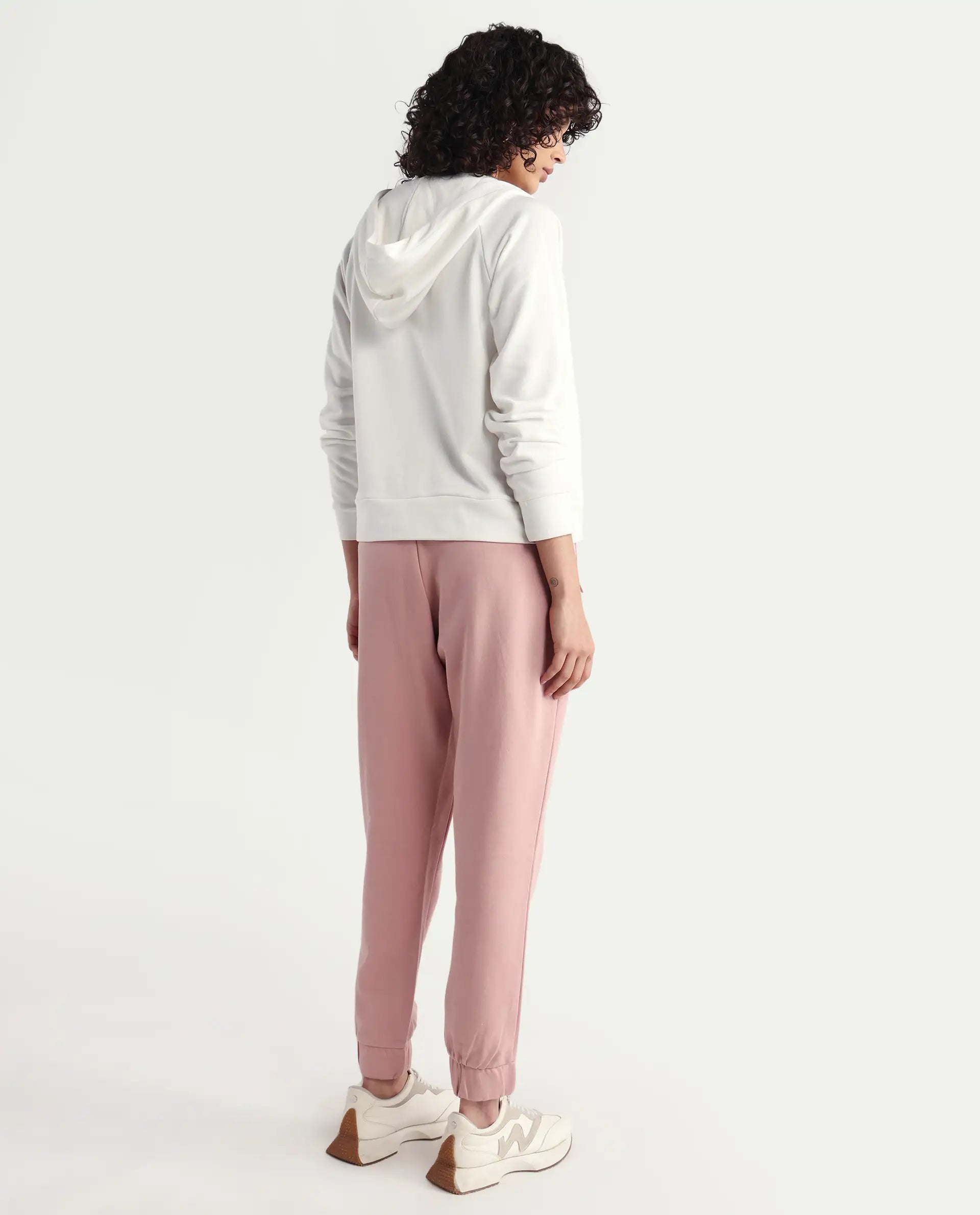 Rareism Women's Heavy Weight Interlock 340 Gsm Cotton Blend Plain Ankle Length Relaxed Fit Track Pant