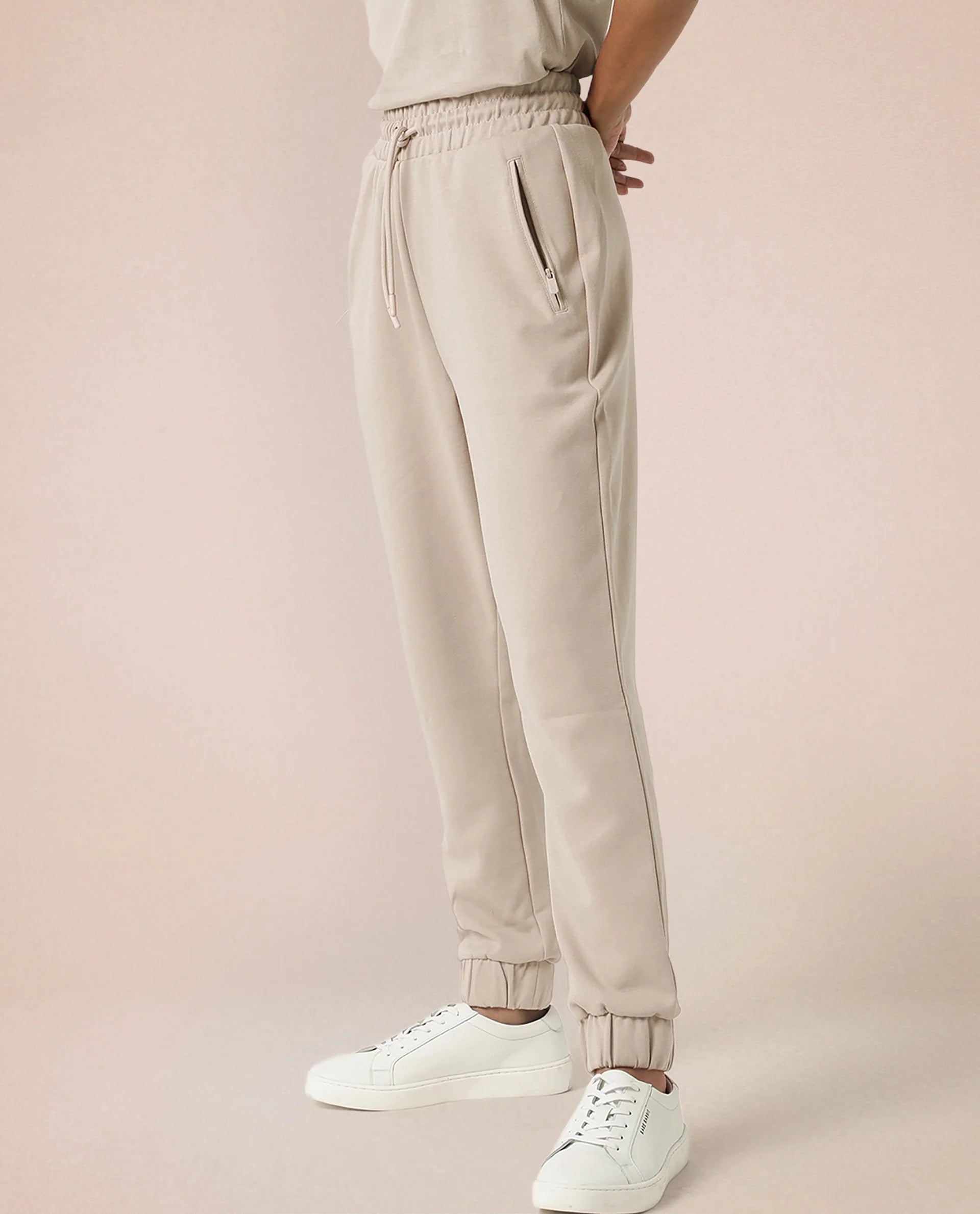 Rareism Women's Heavy Weight Interlock 340 Gsm Cotton Blend Plain Ankle Length Relaxed Fit Track Pant