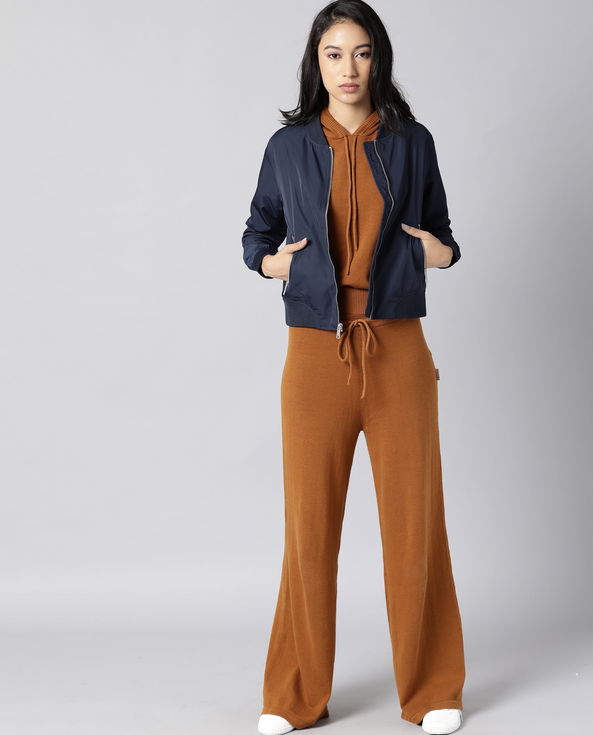 Rareism Women Dandra Navy Jacket Full Sleeves Solid