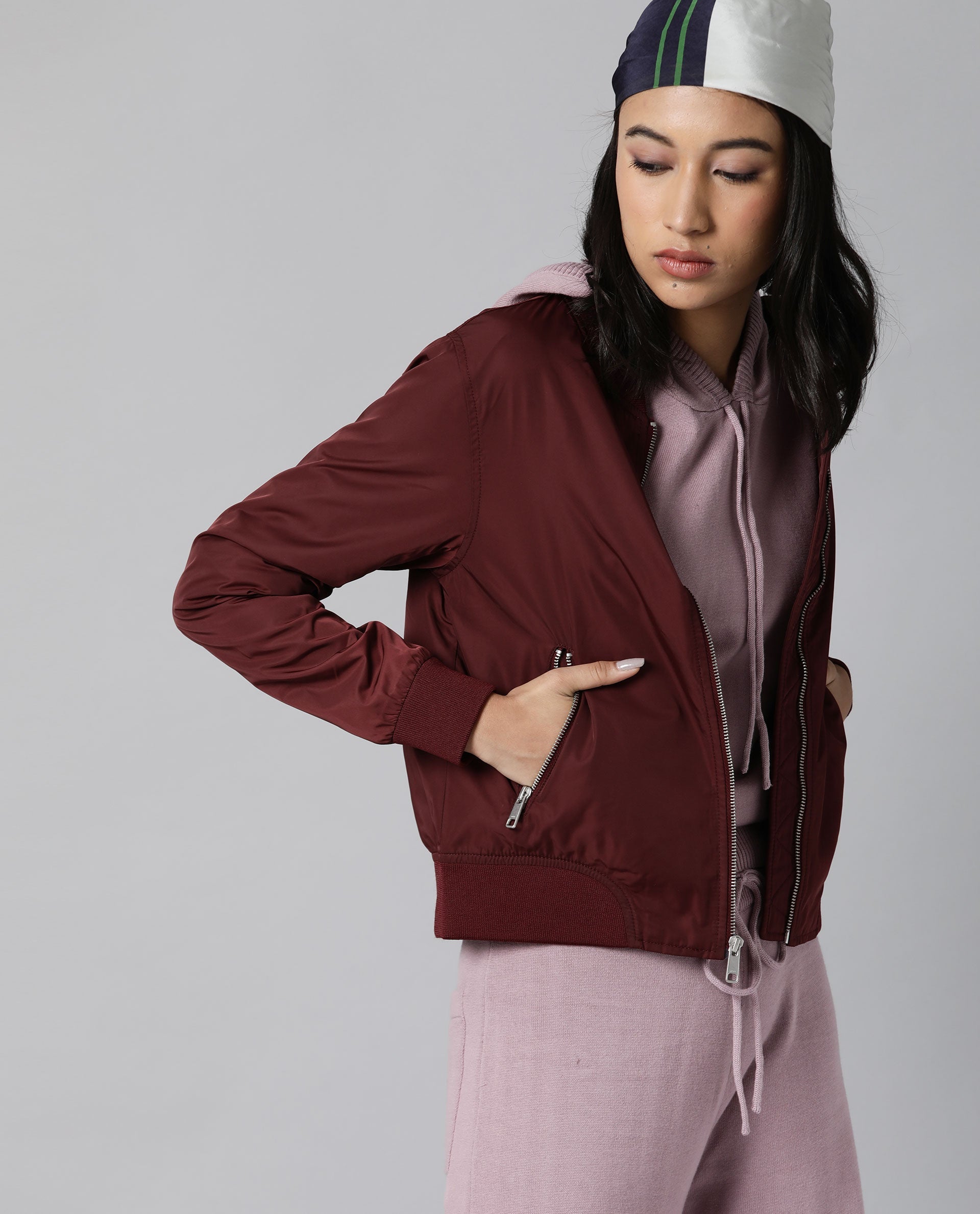 Rareism Women Dandra Purple Jacket Full Sleeves Solid