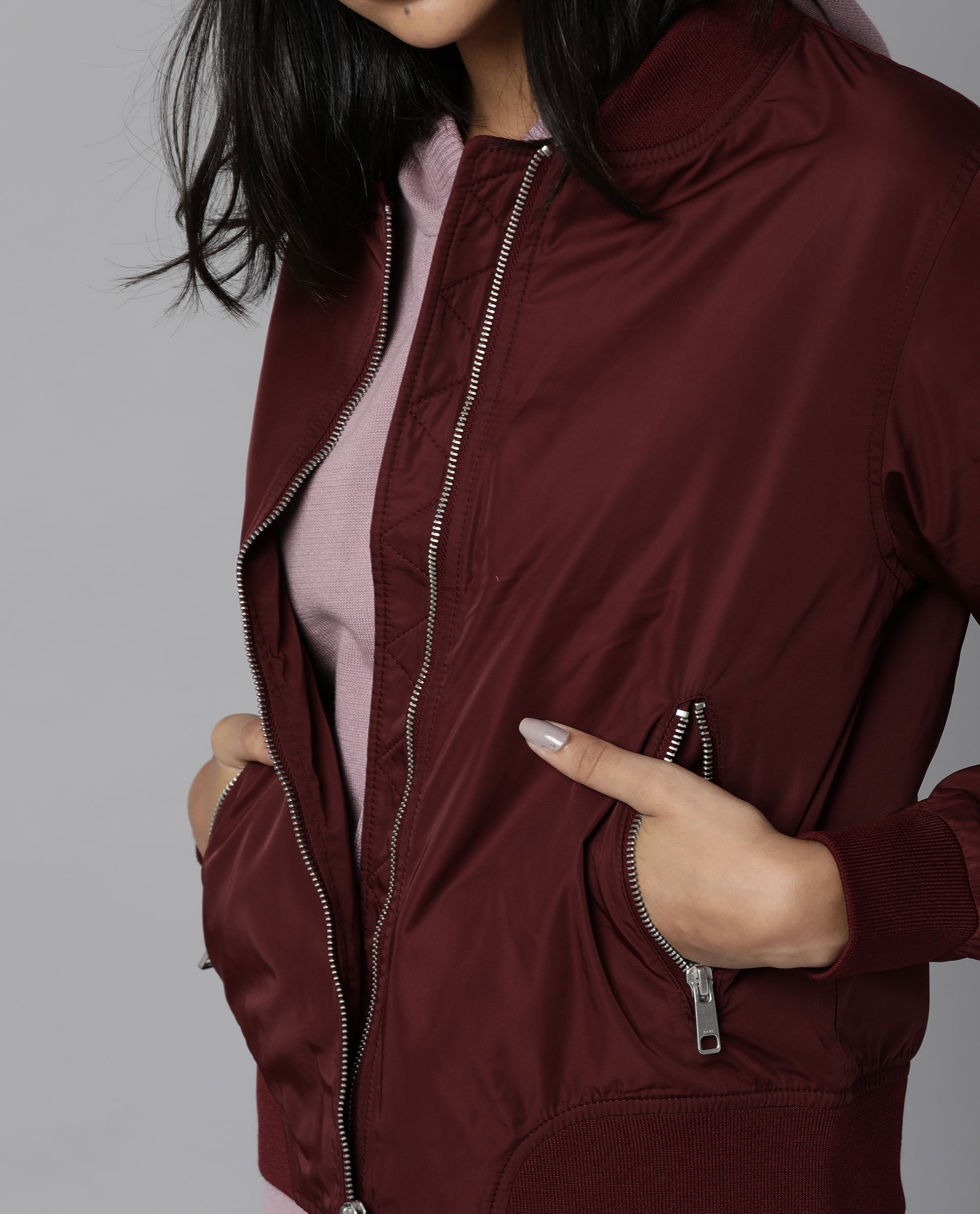 Rareism Women Dandra Purple Jacket Full Sleeves Solid