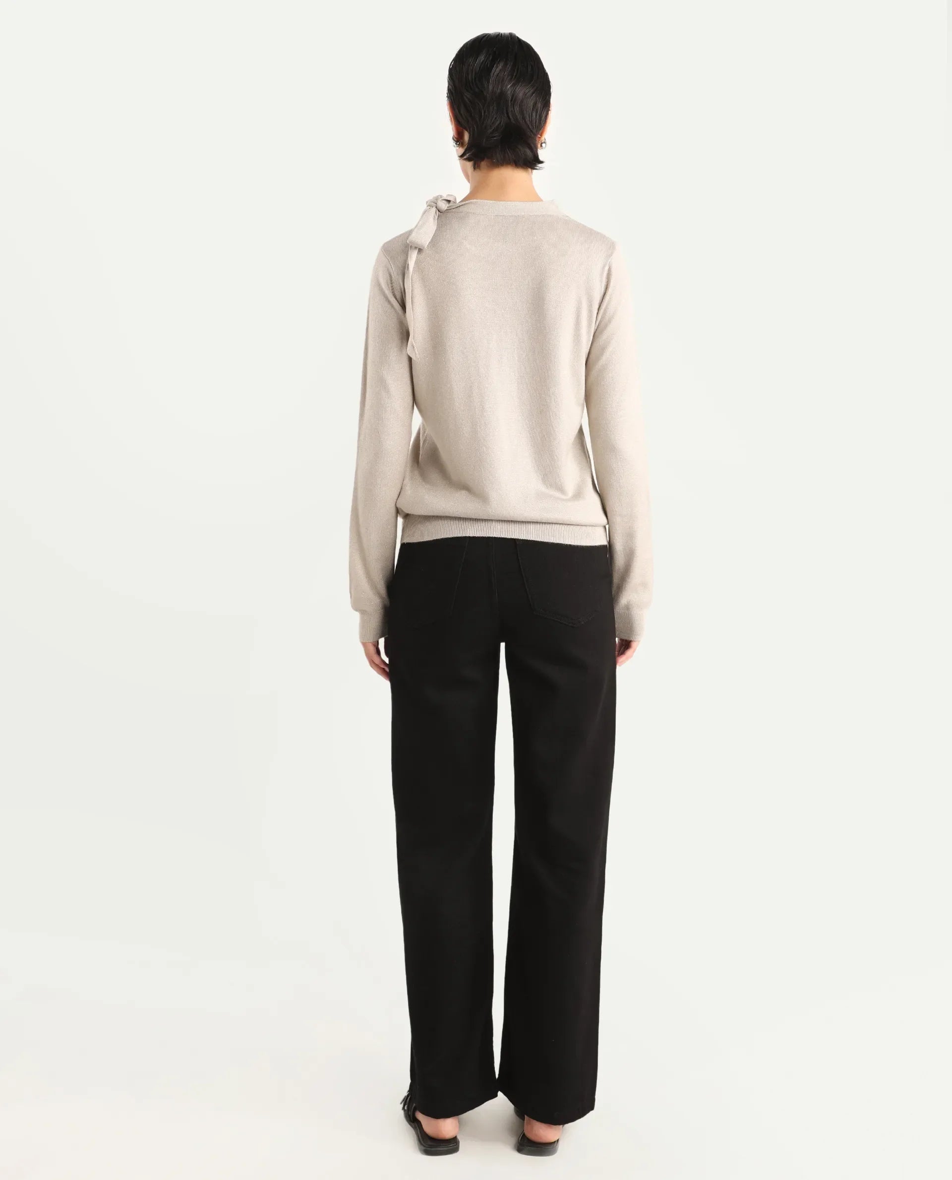 Rareism Women's Denmy Black Cotton Straight Plain Jeans