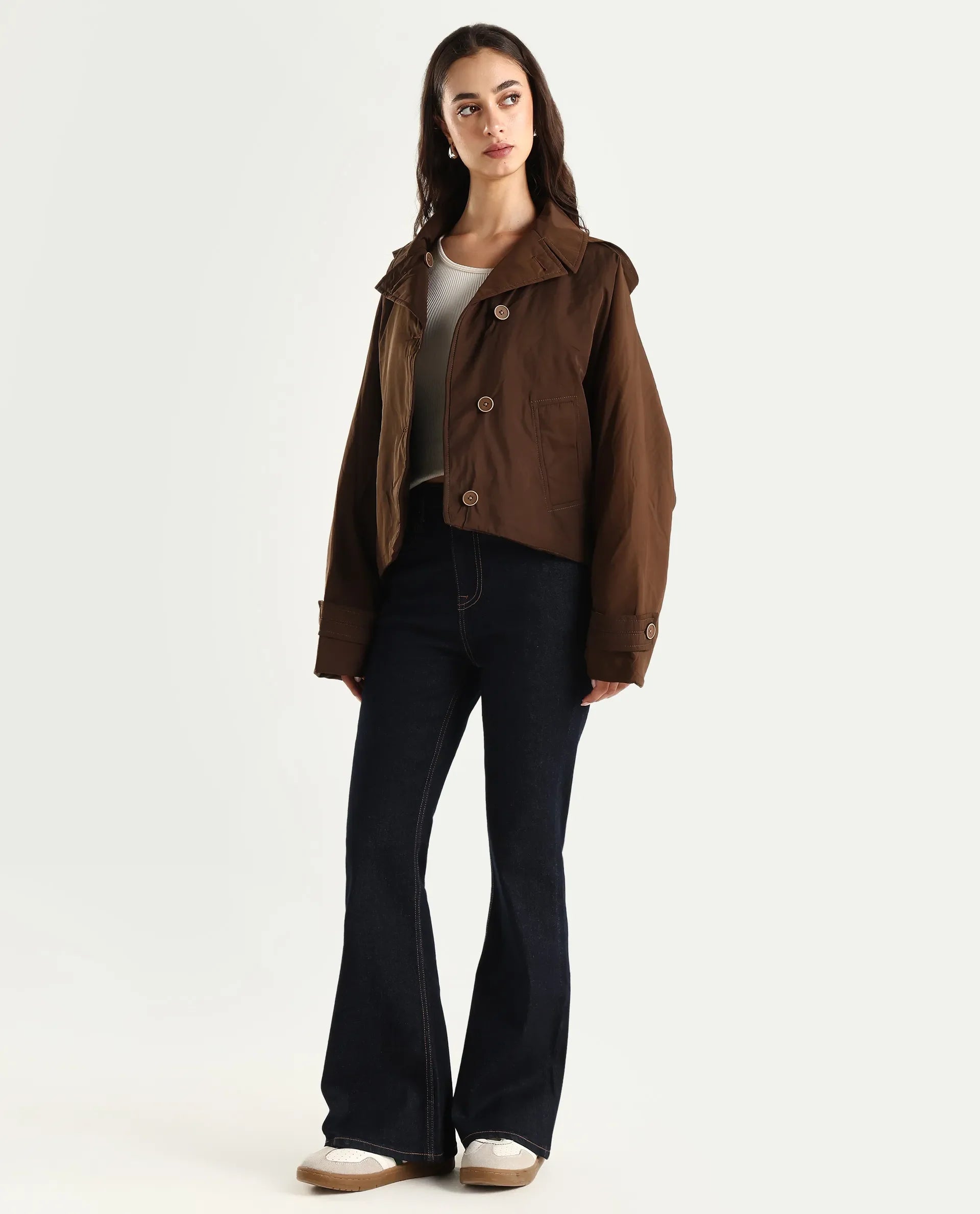 Rareism Women's Denon Dark Navy Cotton Blend Carrot Plain Jeans