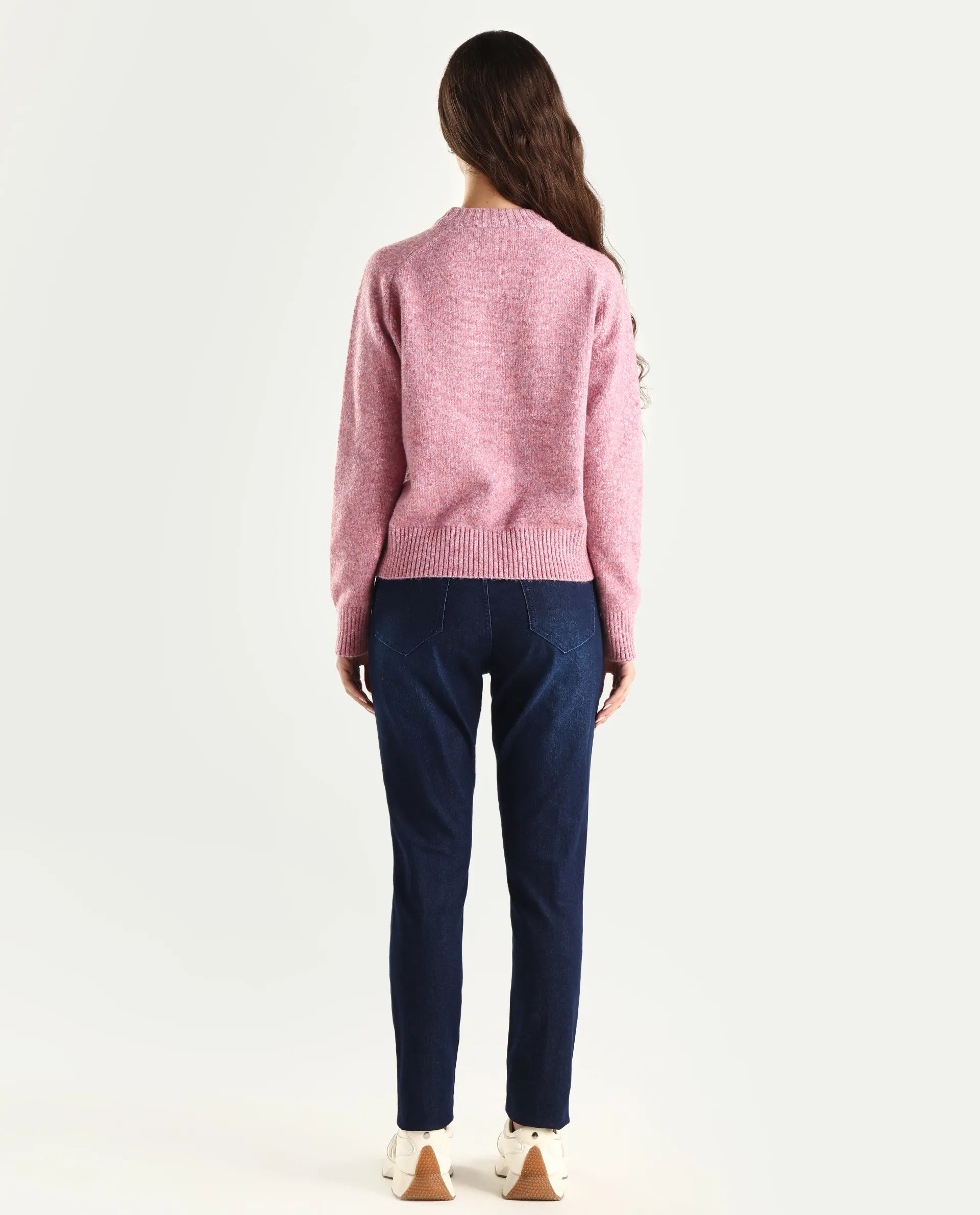 Rareism Women's Denvo Blue Cotton Blend Skinny Plain Jeans