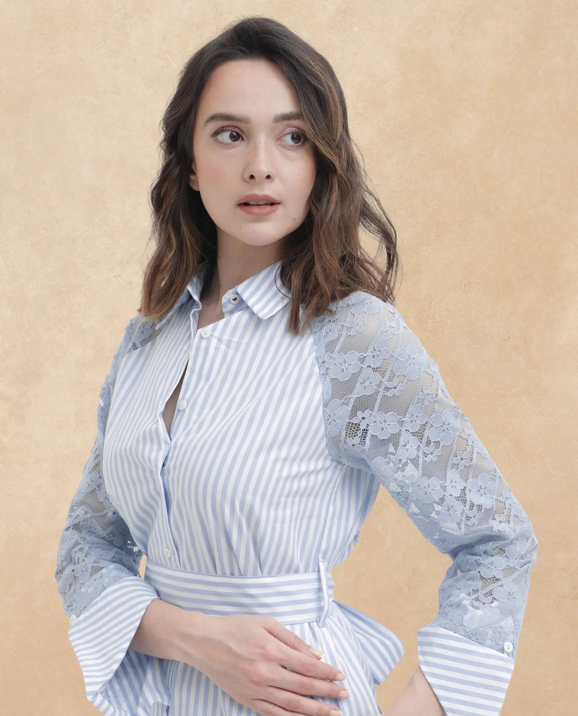 Rareism Women Dima Blue Cotton Fabric Regular Sleeves Collared Neck Solid Dress