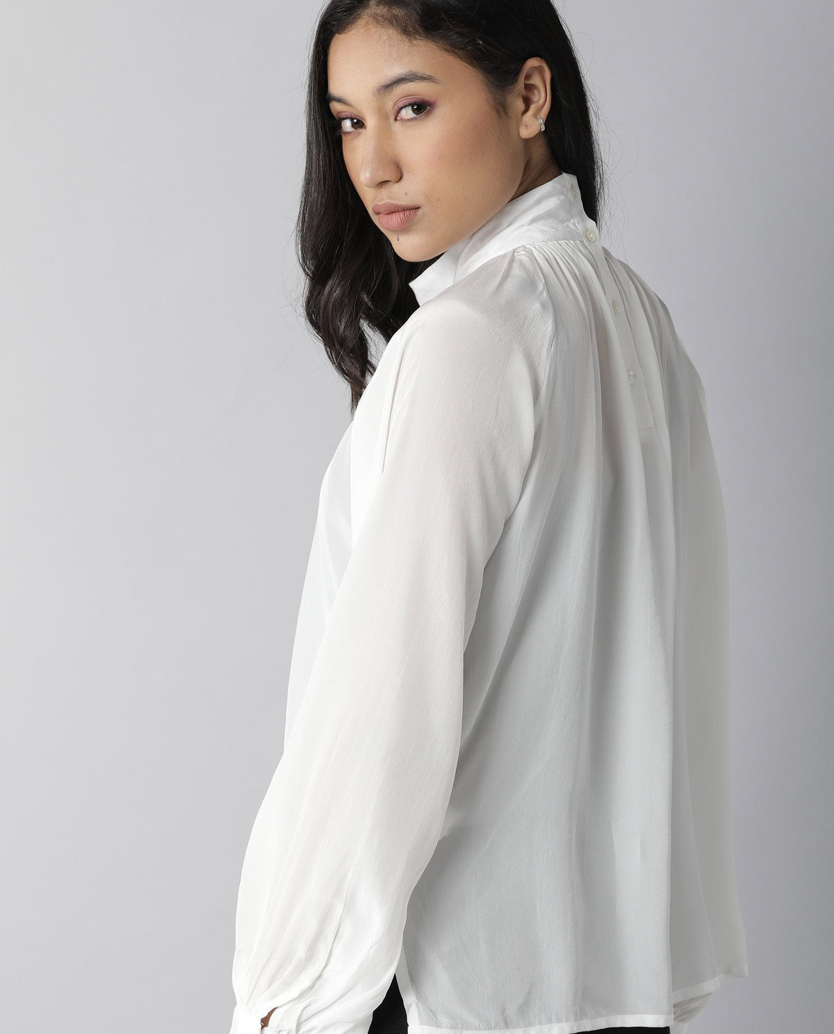Rareism Women Domino White Top Full Sleeves Solid