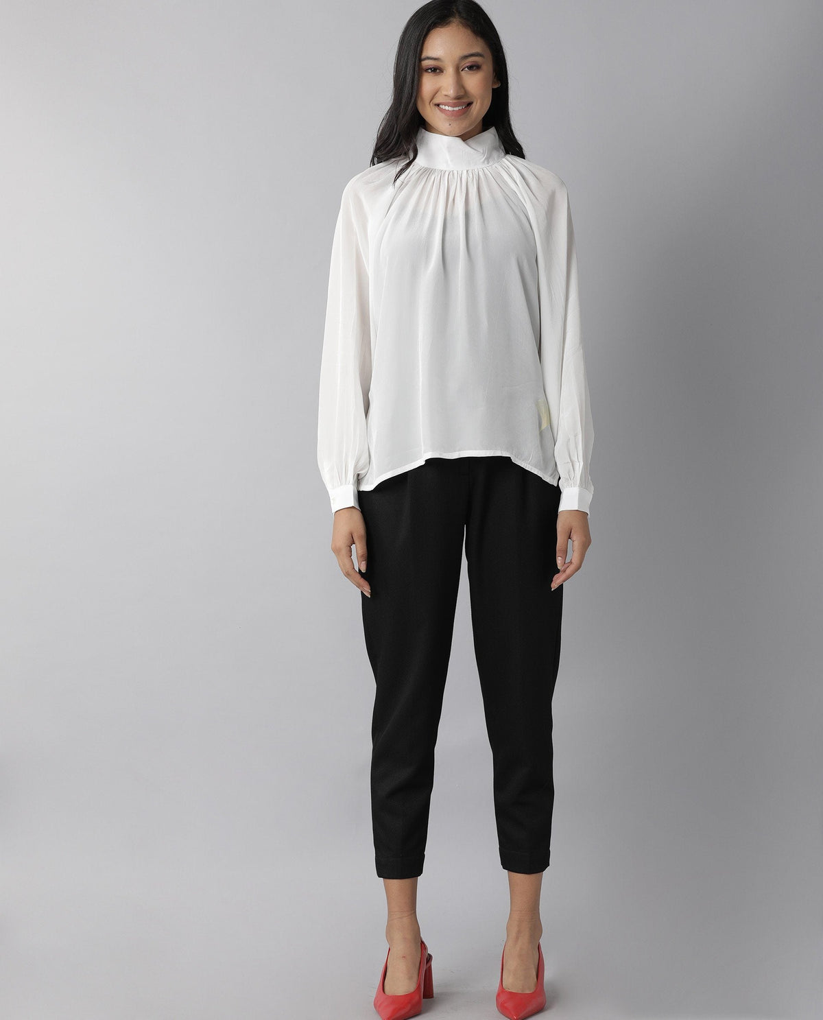 Rareism Women Domino White Top Full Sleeves Solid