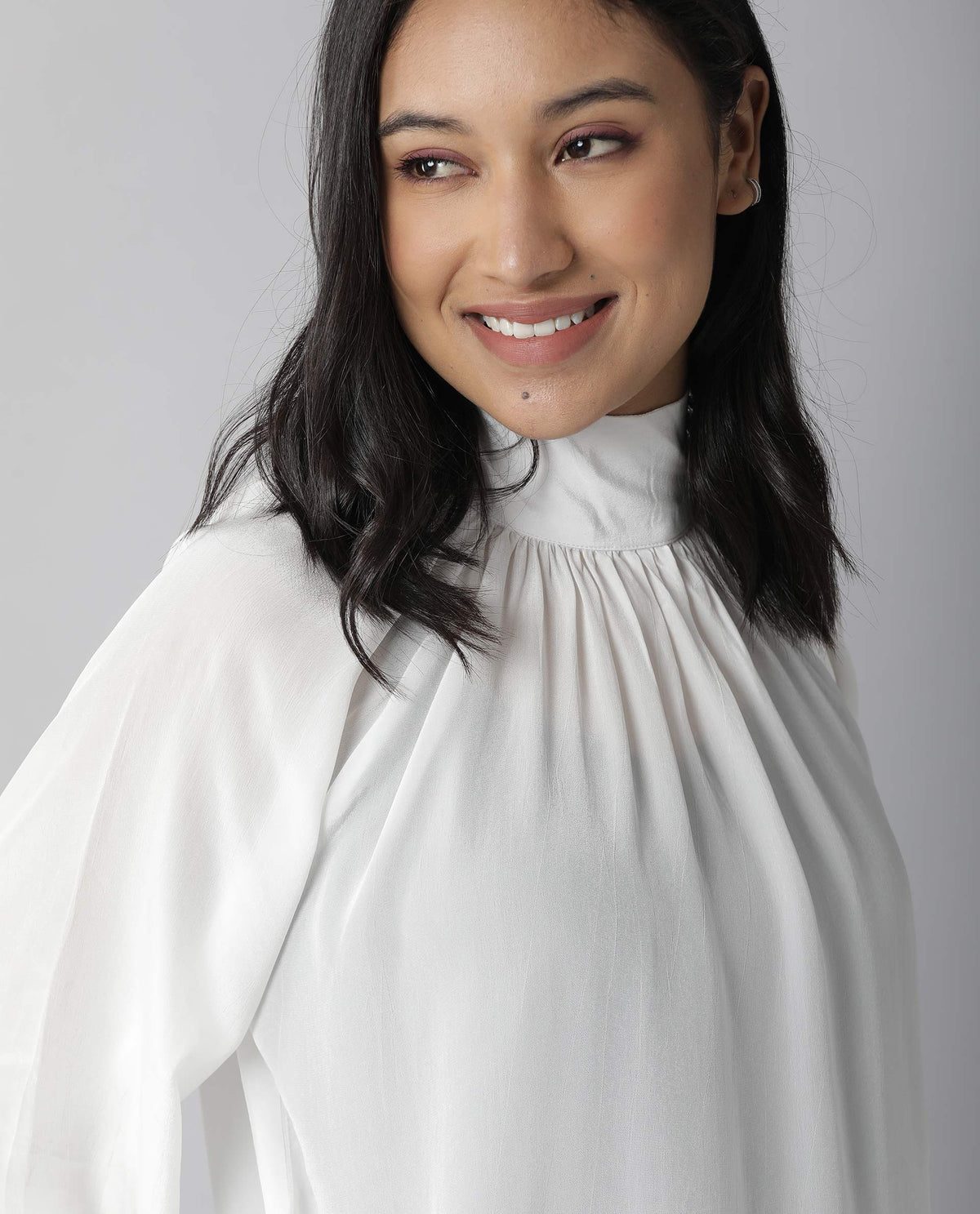 Rareism Women Domino White Top Full Sleeves Solid