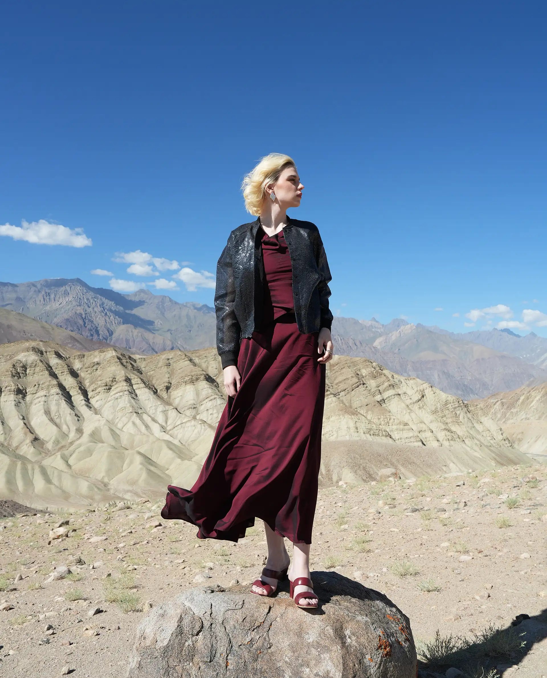 Rareism Women's Avnij T Maroon Polyester Cowl Top