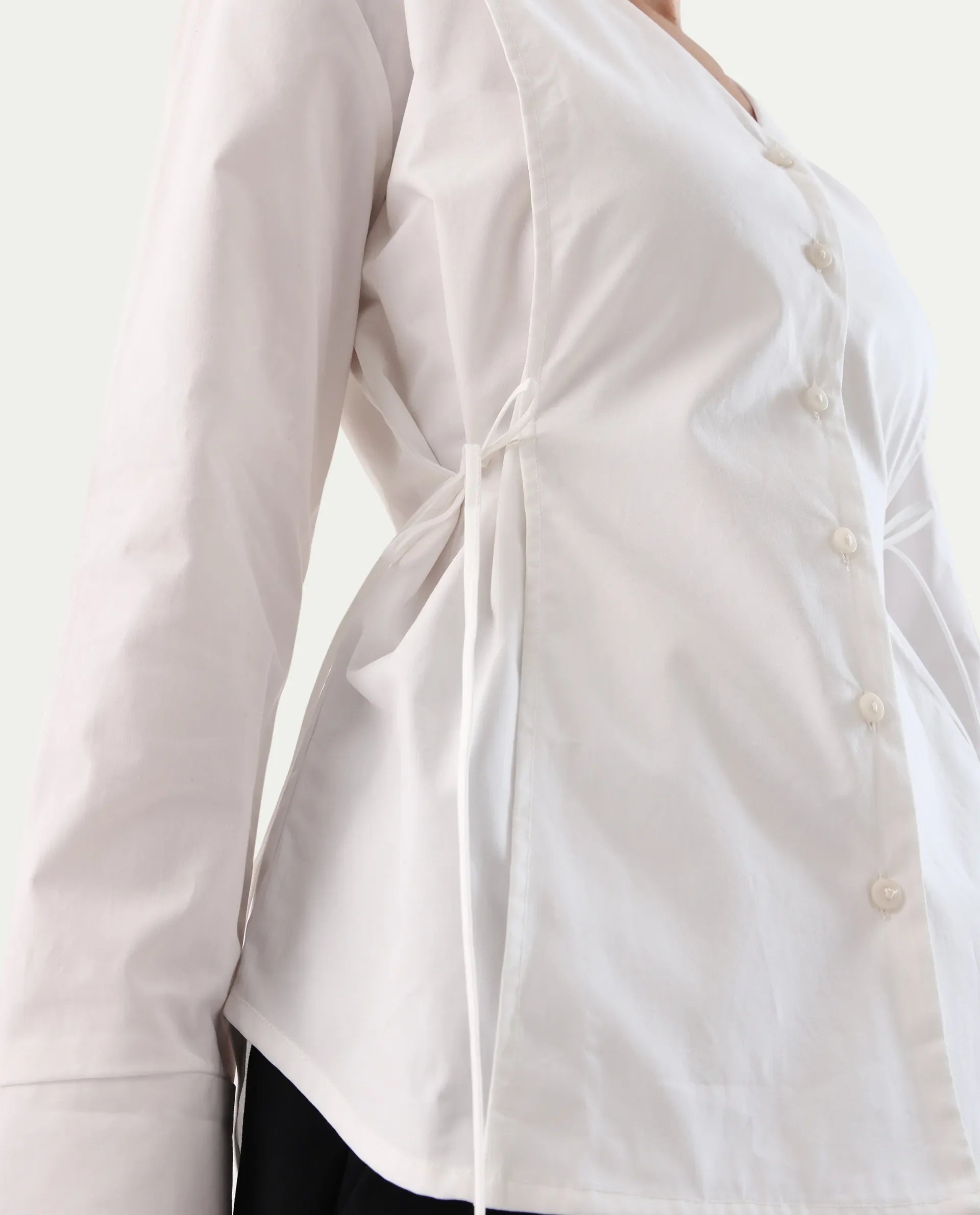 Rareism Women's Epled White Polyester Crew Neck Plain Cuffed Sleeve Regular Fit Top