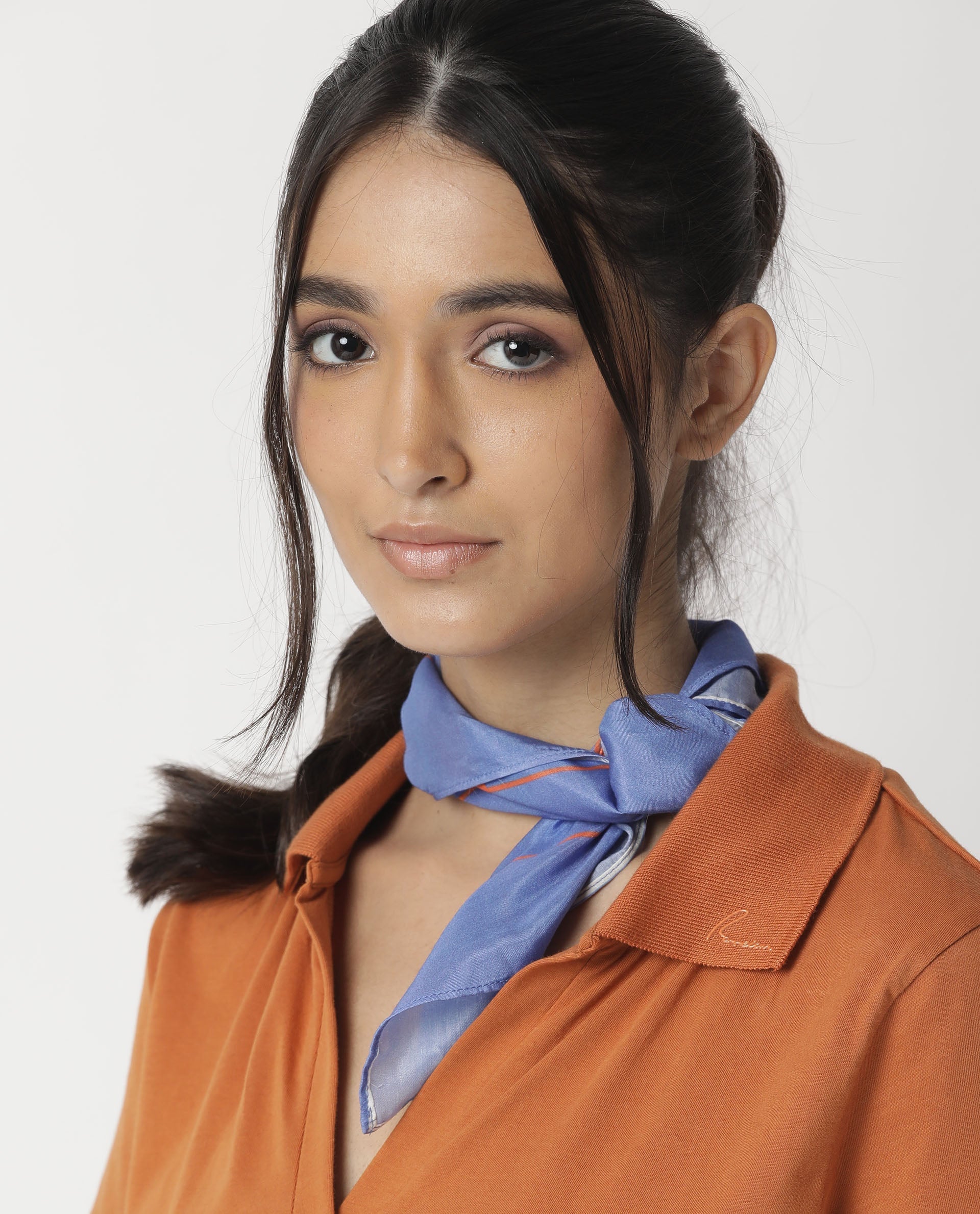 Rareism Women Ezra Blue Scarf Cotton Silk Fabric