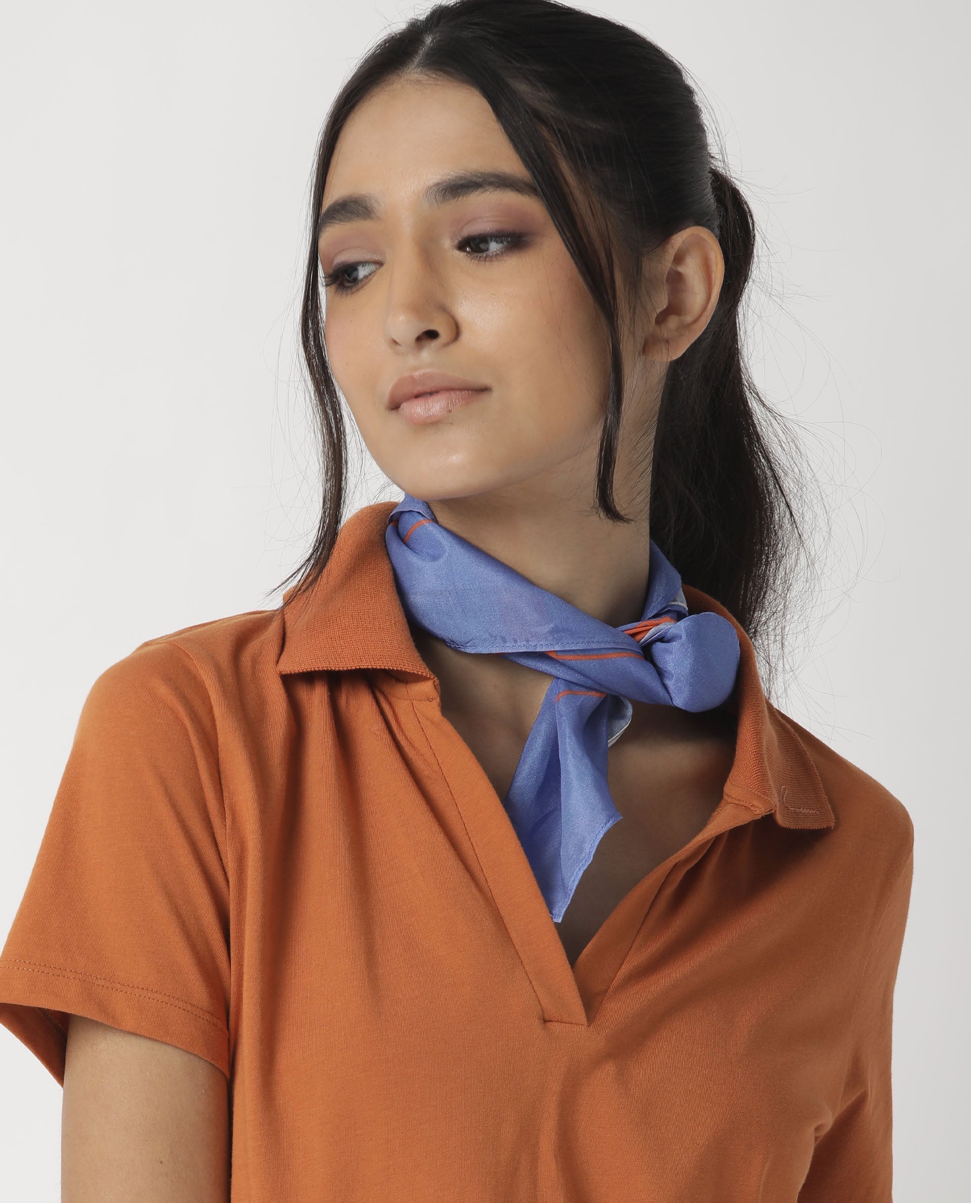 Rareism Women Ezra Blue Scarf Cotton Silk Fabric