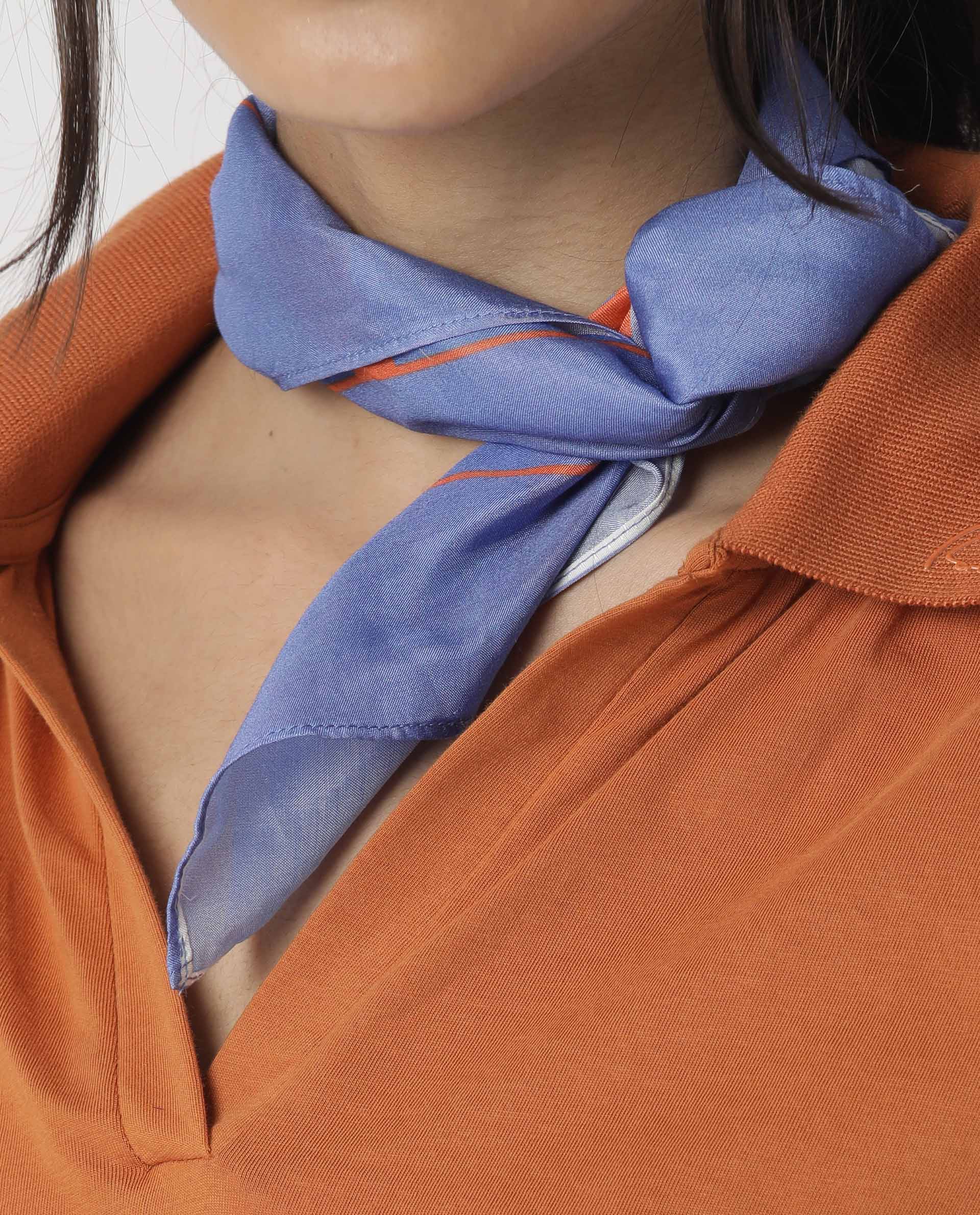 Rareism Women Ezra Blue Scarf Cotton Silk Fabric