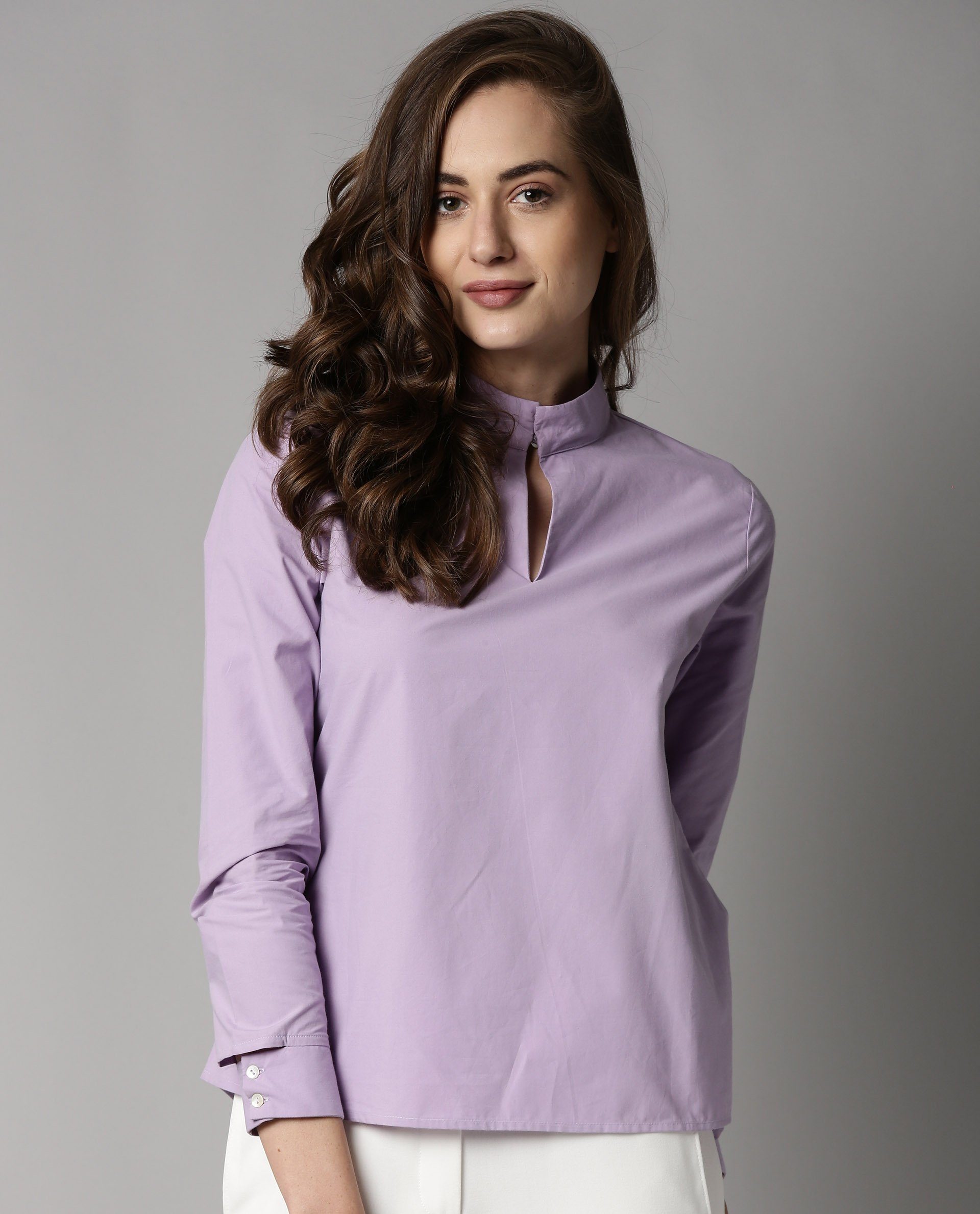 Rareism Women Ship Purple Top Full Sleeves Solid