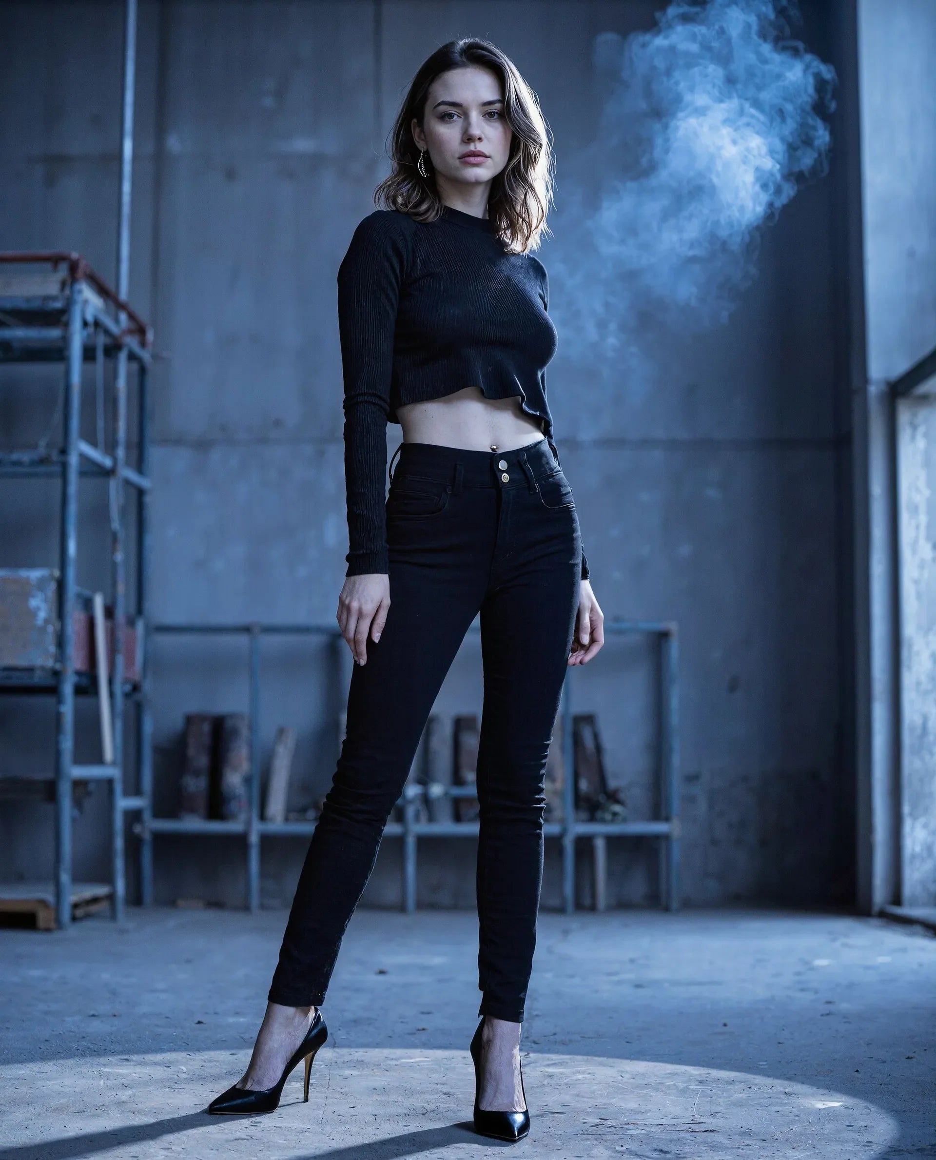 Rareism Women's Emerald Black Cotton Blend Plain Ankle Length Slim Fit Jeans