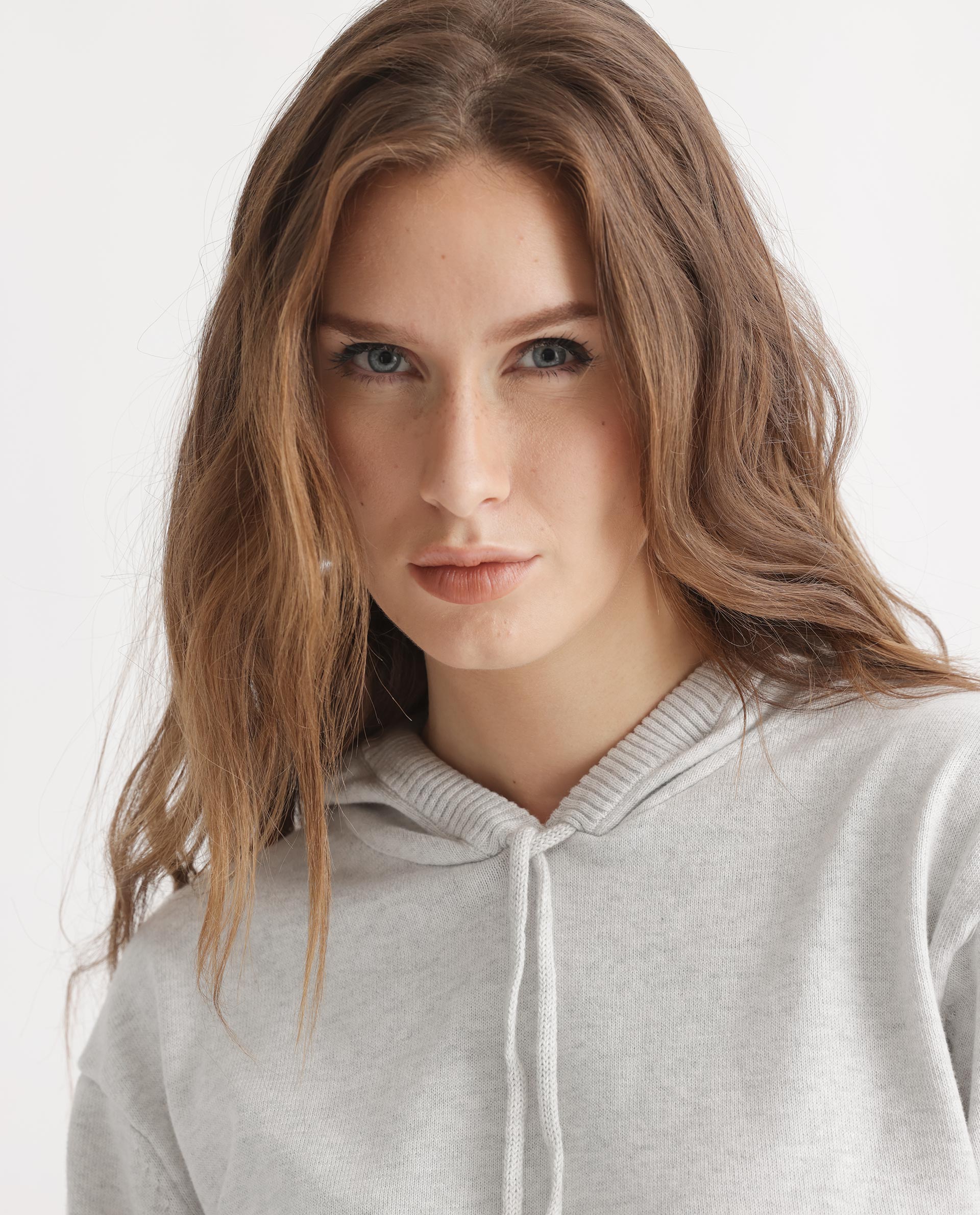 Rareism Women's Finn Sweat Offwhite Cotton Hooded Plain Relaxed Fit Sweater