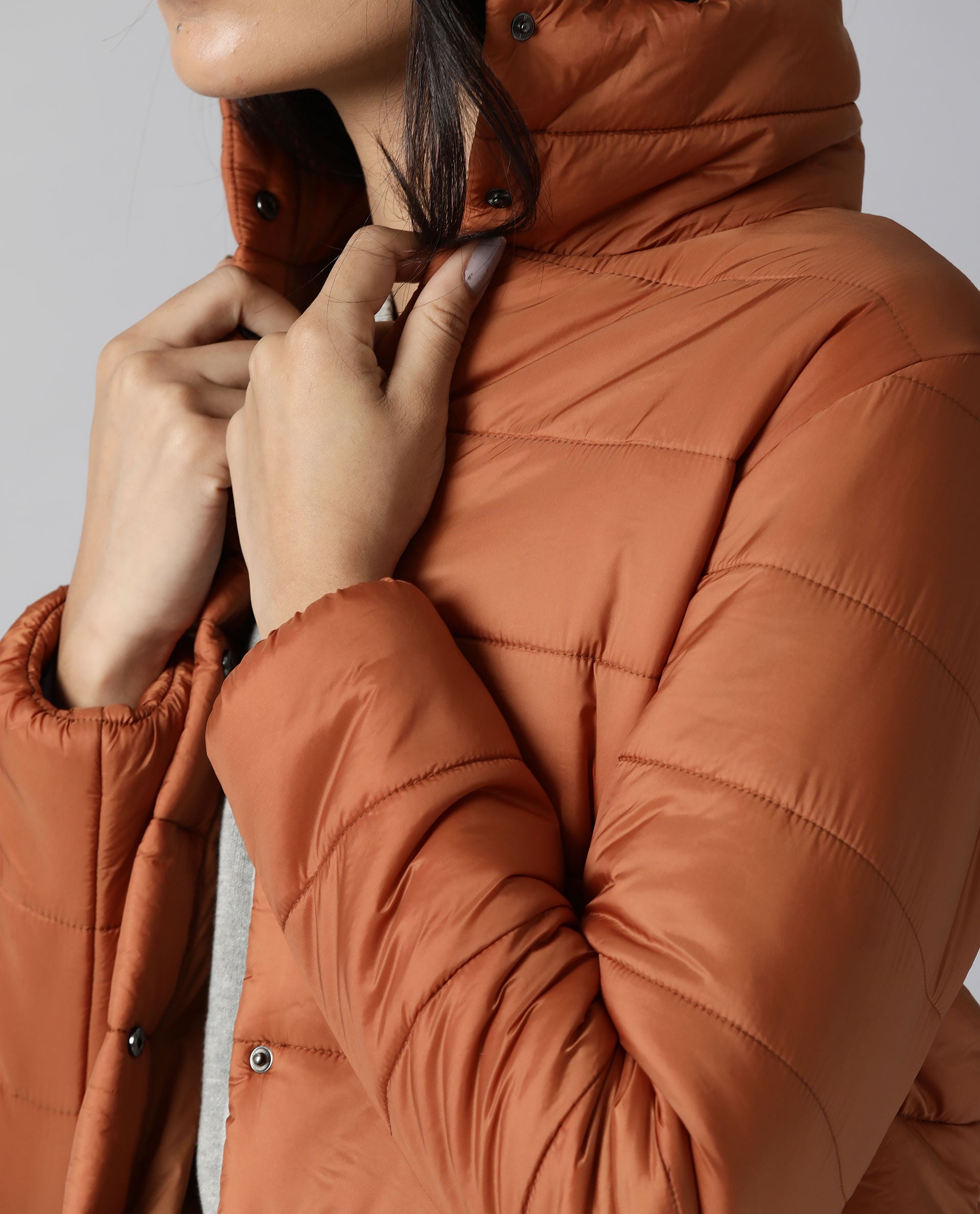 Rareism Women Mung Rust Jacket Full Sleeves Solid