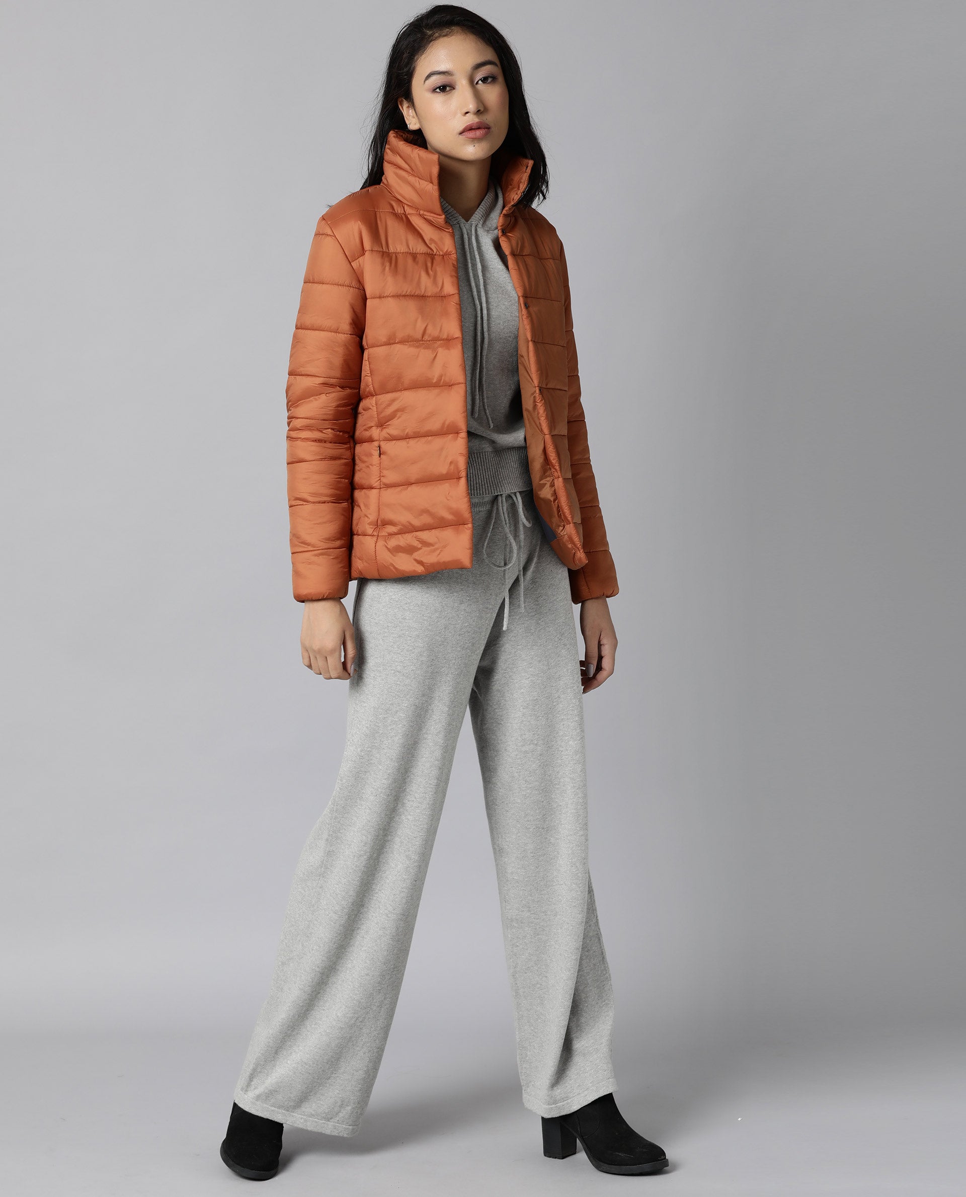 Rareism Women Mung Rust Jacket Full Sleeves Solid