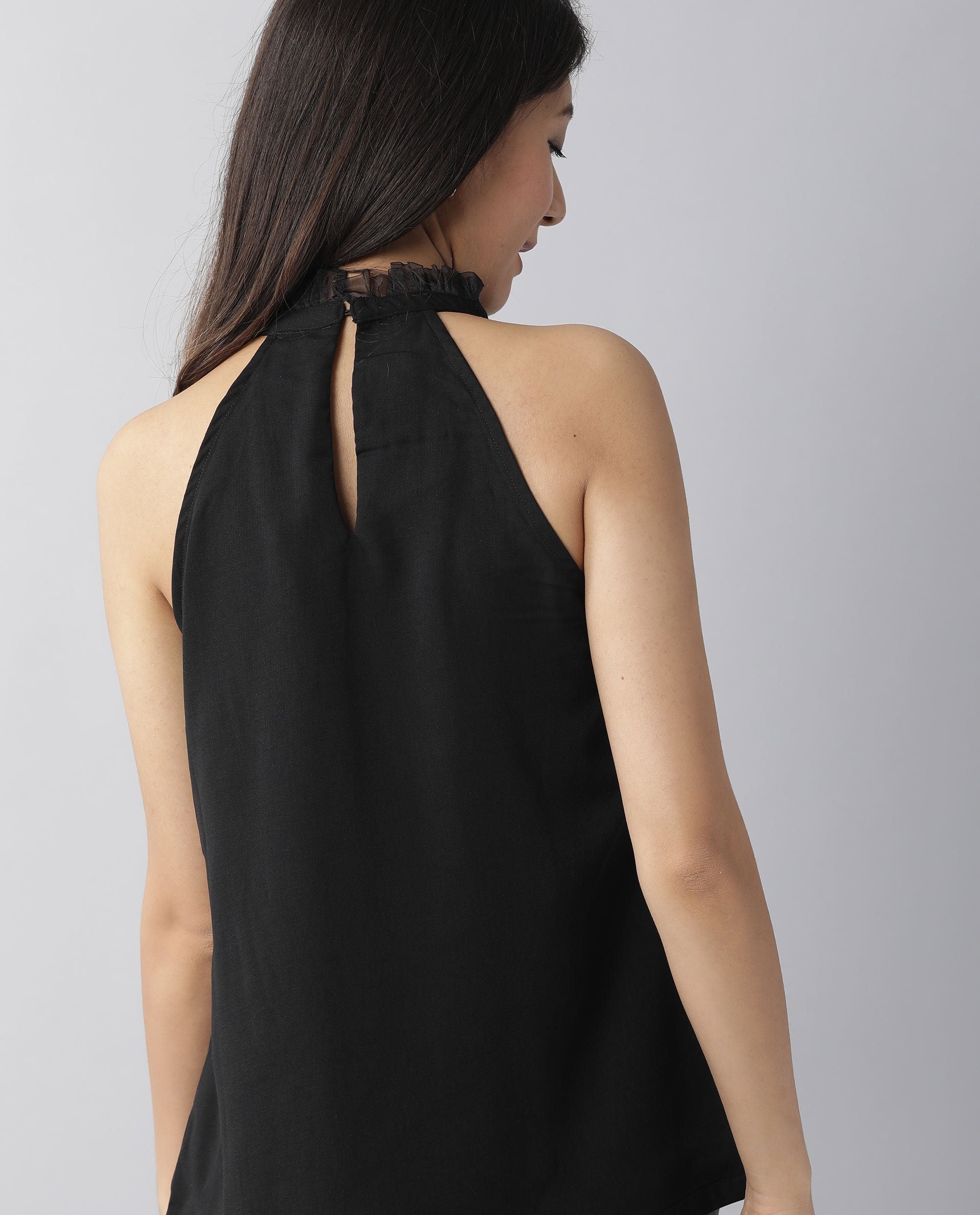 Rareism Women Gladis Black Top Sleeveless Solid