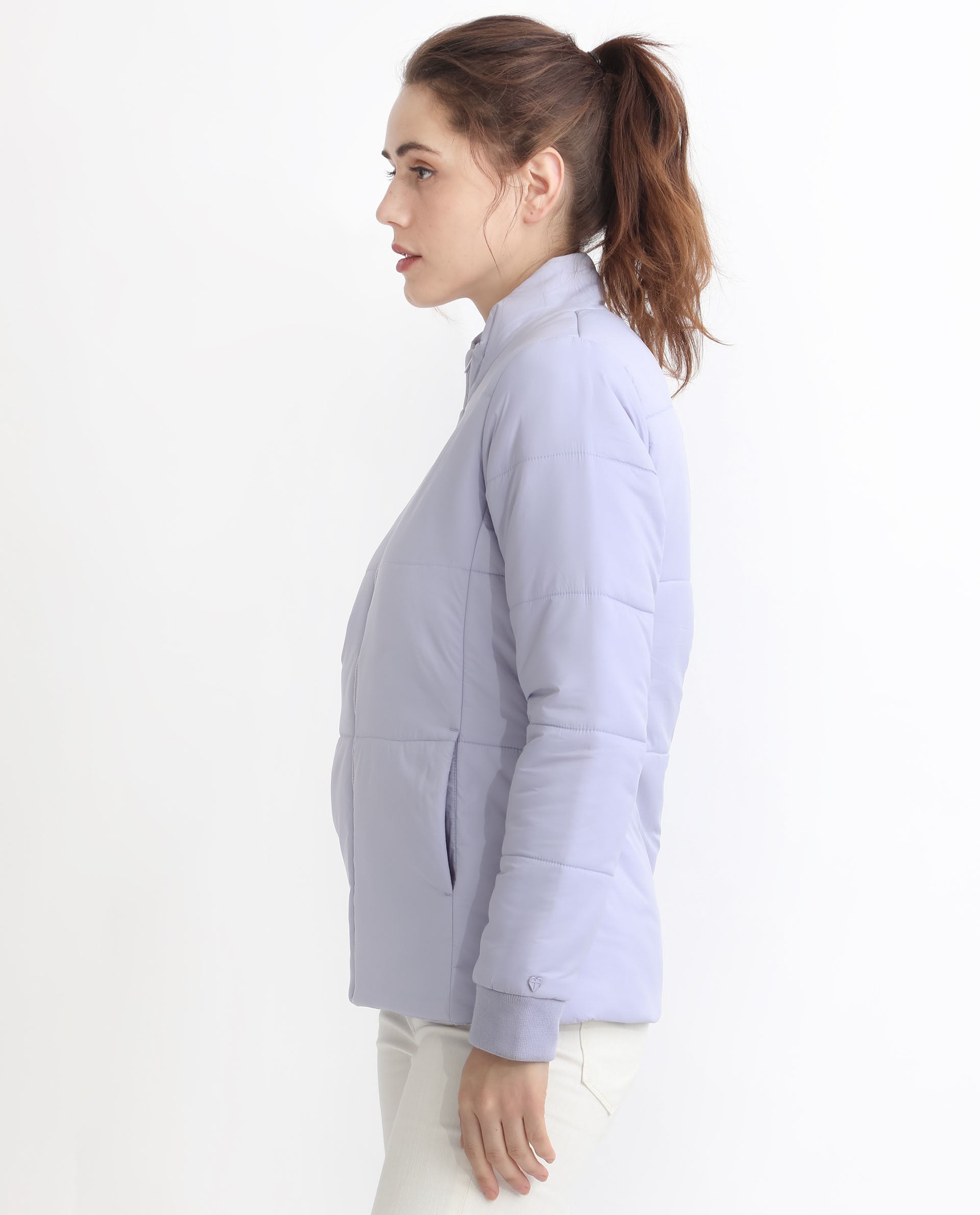 Rareism Women's Glasha Ls Purple Polyester High Neck Plain Regular Fit Jacket