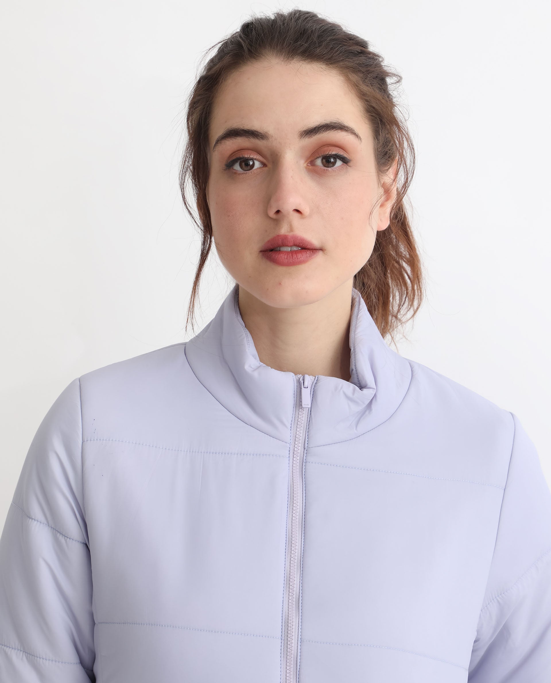 Rareism Women's Glasha Ls Purple Polyester High Neck Plain Regular Fit Jacket