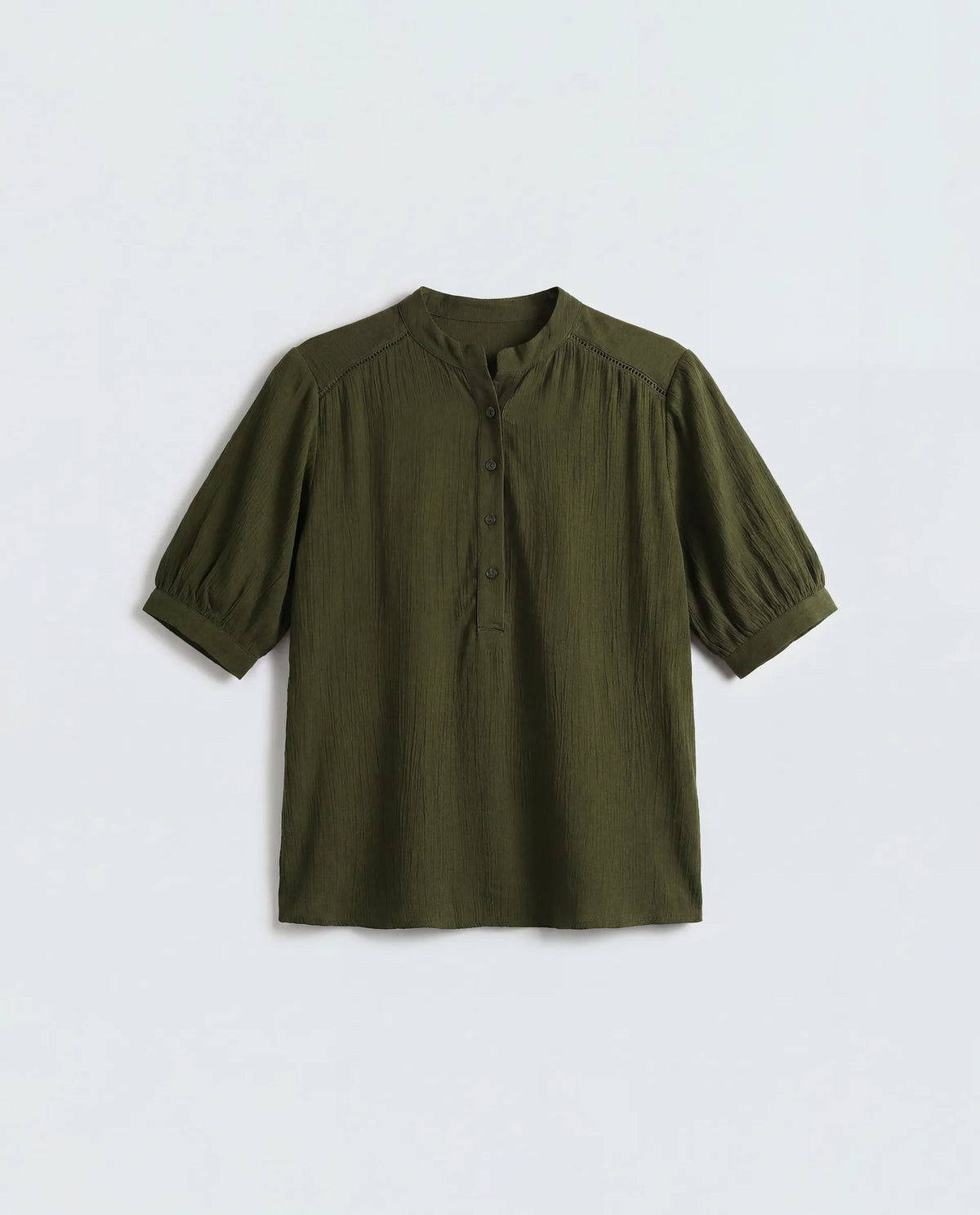 Rareism Women's Elane Olive Viscose Half Sleeve Regular Fit Plain Top