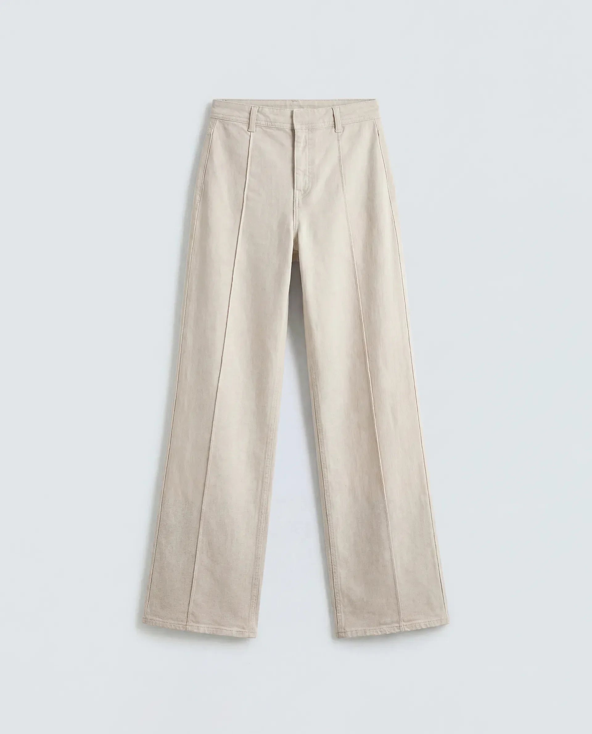 Rareism Women's Exenta Beige Cotton Wide Leg Plain Jeans