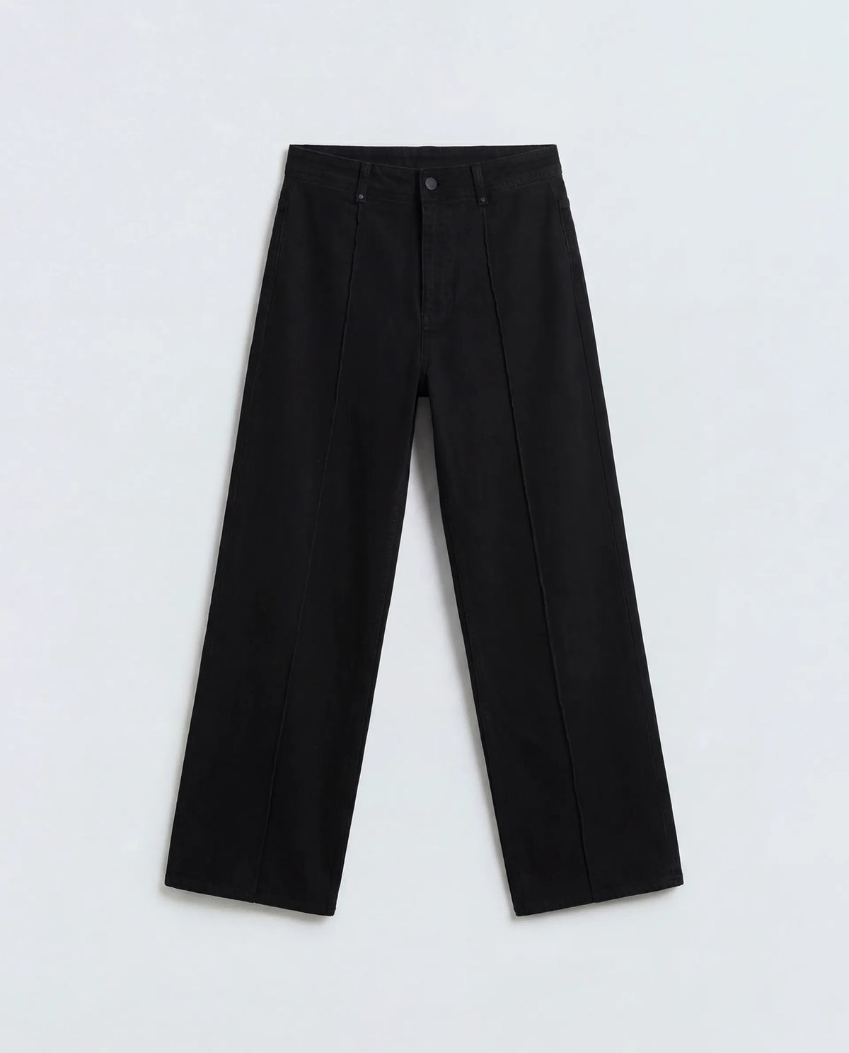 Rareism Women's Exia Black Cotton Blend Wide Leg Plain Jeans